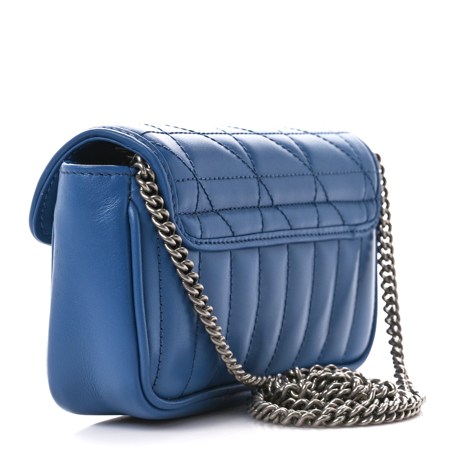 Calfskin Matelasse Aria Super Mini GG Marmont Shoulder Bag Clear Blue