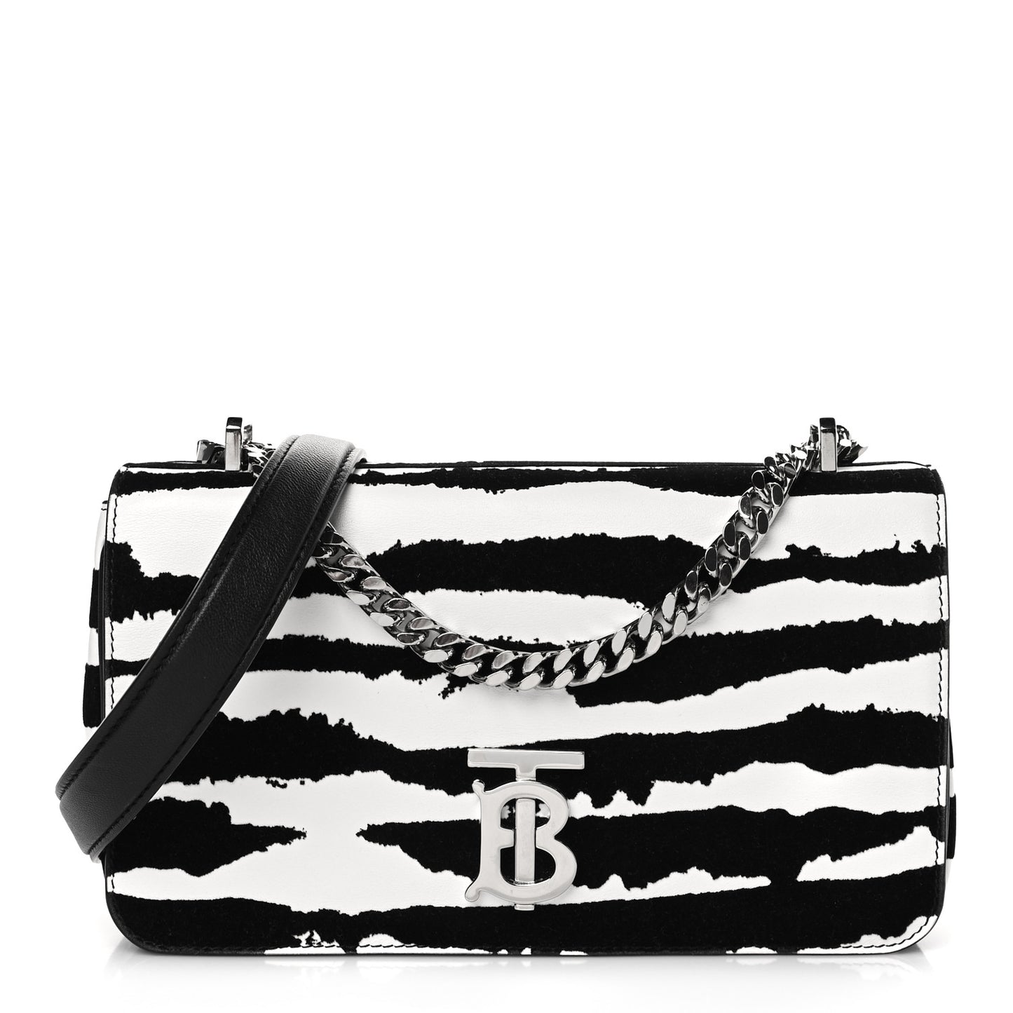Calfskin Zebra Print Lola Bag Black White