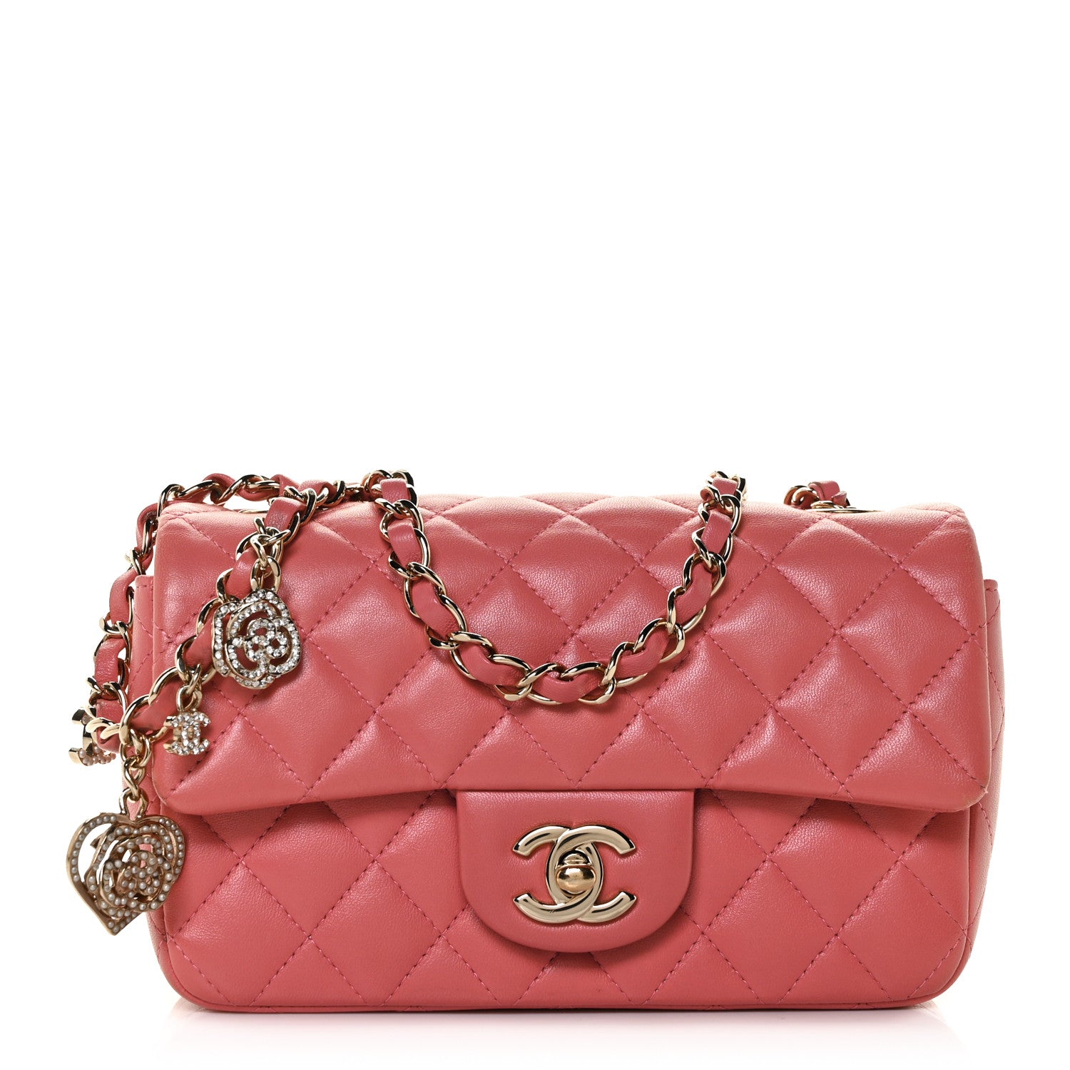 Chanel Lambskin Quilted Valentine Charms Mini Rectangular Flap