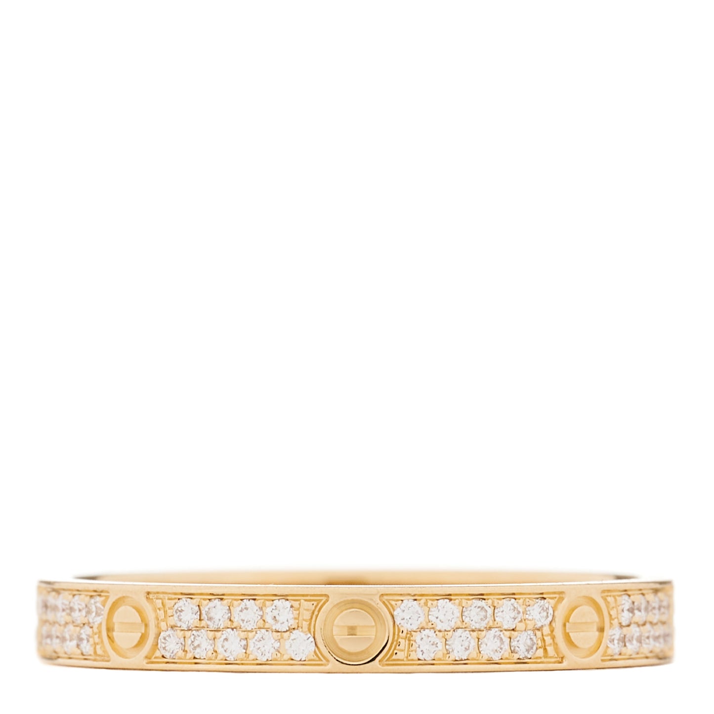 18K Yellow Gold Diamond 2.6mm LOVE Paved Band Ring 54 6.75