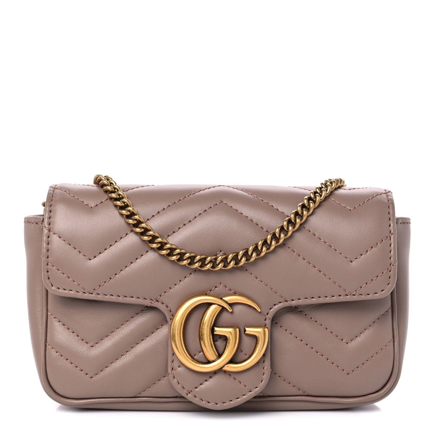 Calfskin Matelasse Super Mini GG Marmont Shoulder Bag Porcelain Rose
