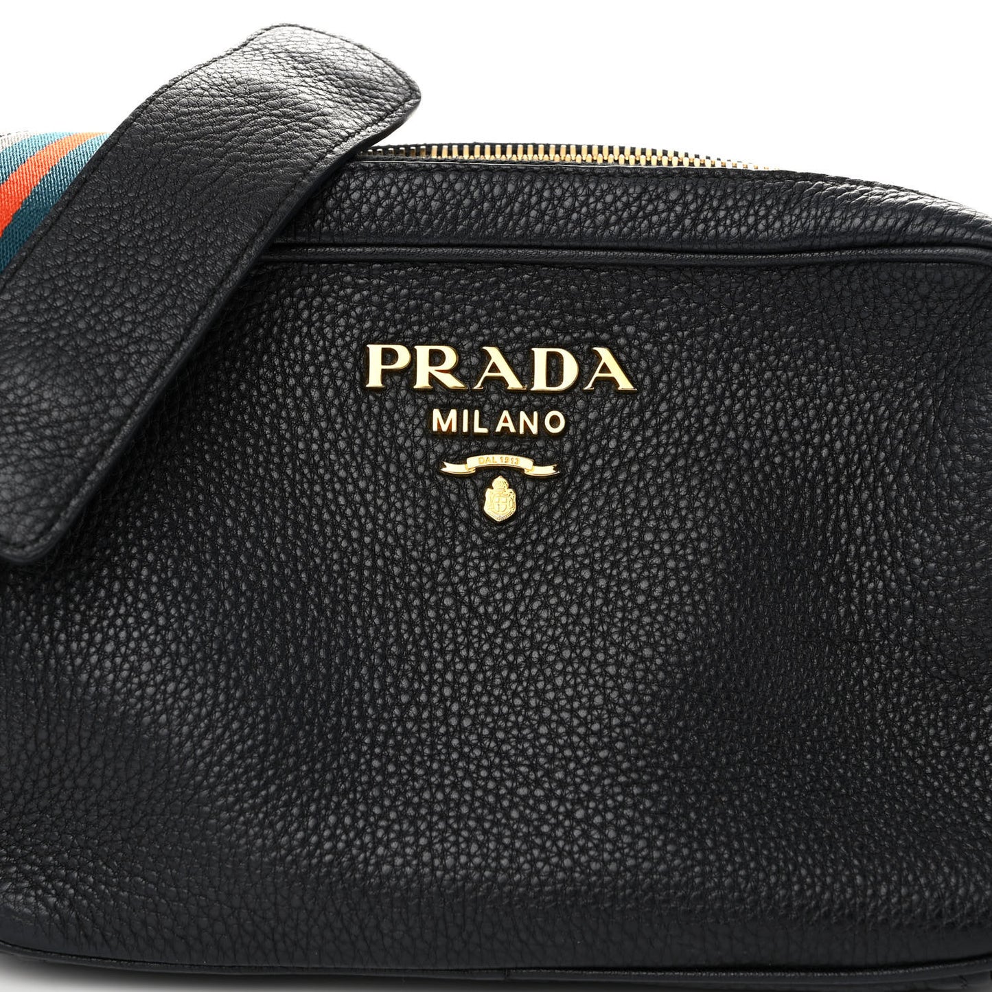 Vitello Daino Medium Double Zip Shoulder Bag Black