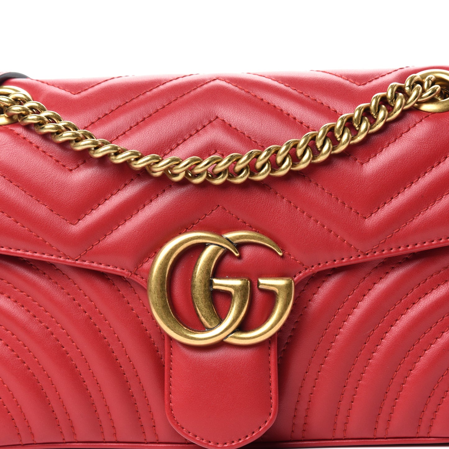 Calfskin Matelasse Small GG Marmont Shoulder Bag Hibiscus Red