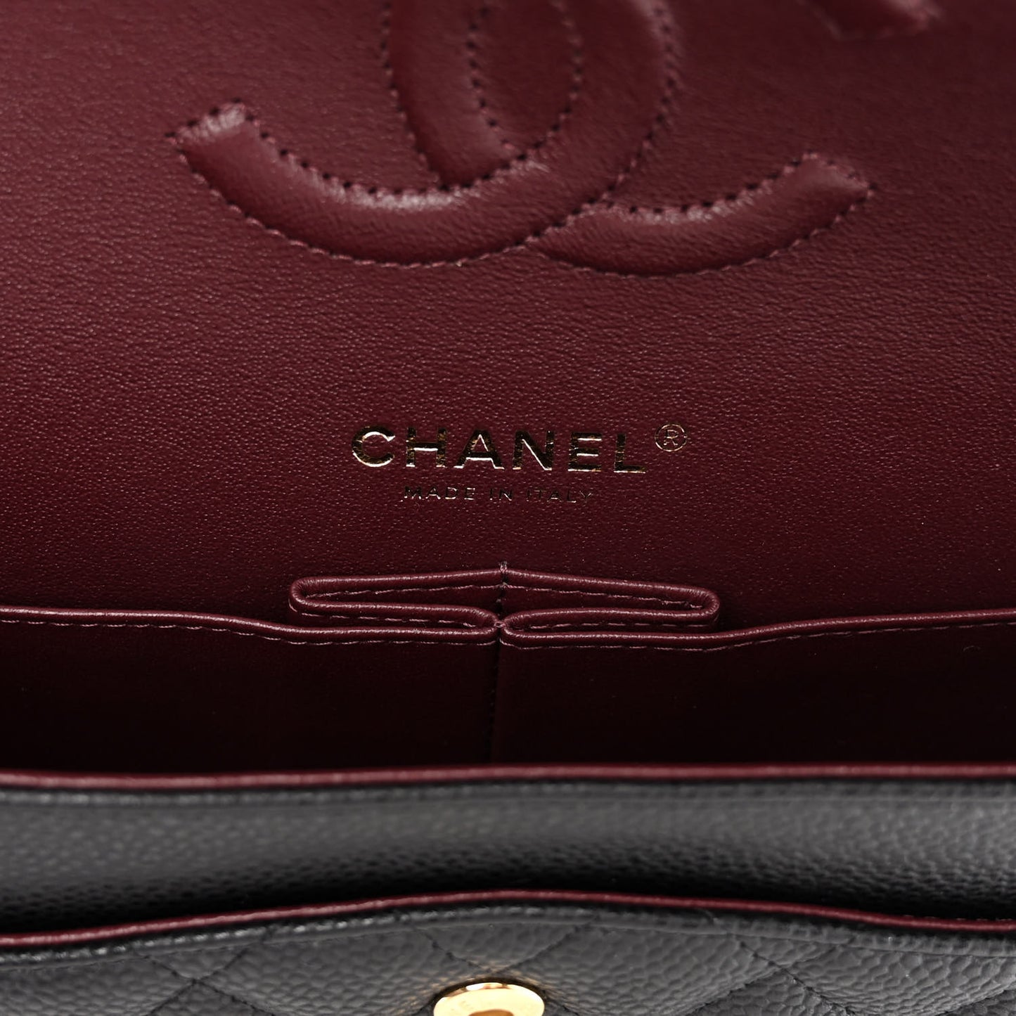 Caviar Quilted Medium Double Flap Black