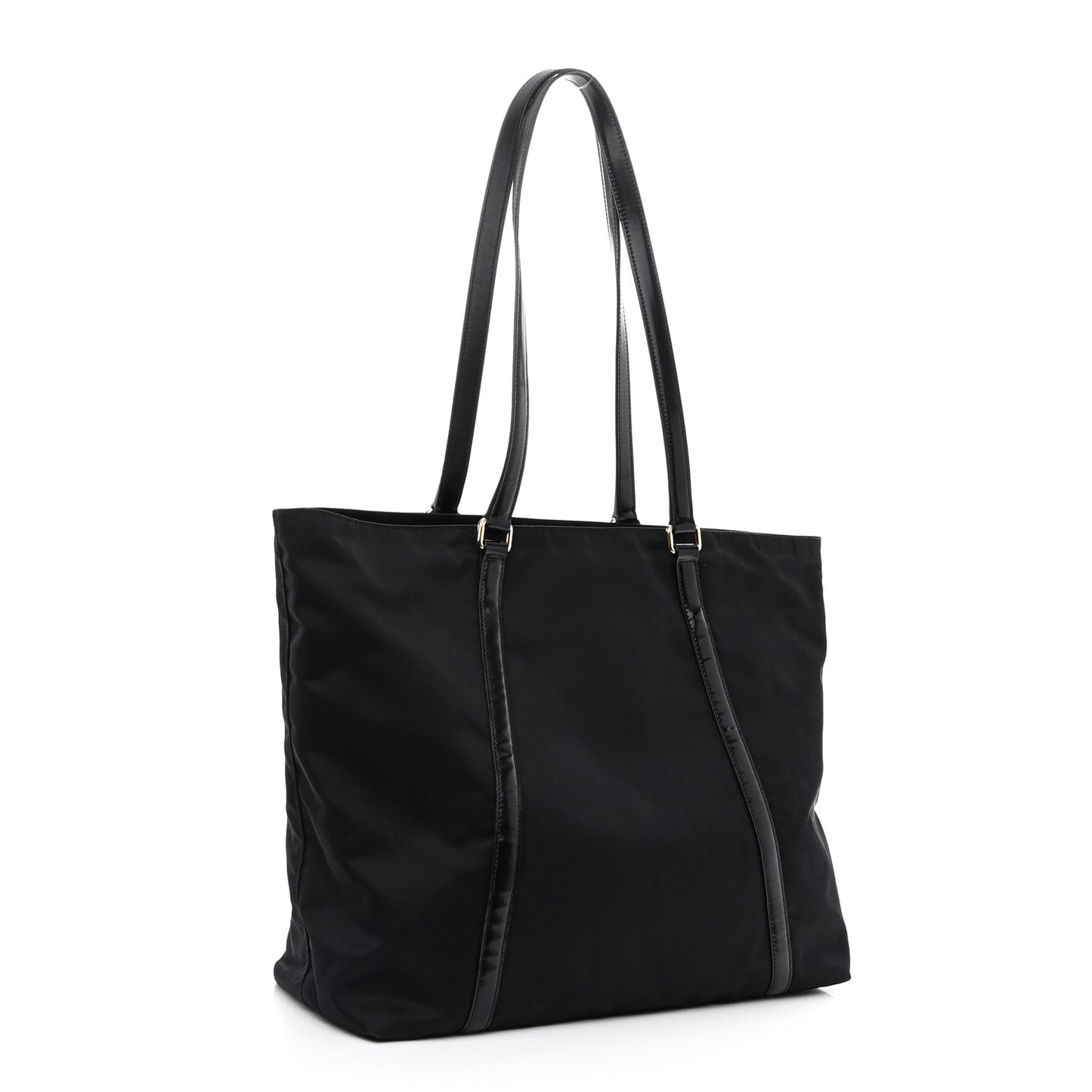 Tessuto Nylon Calfskin Shopping Tote Black
