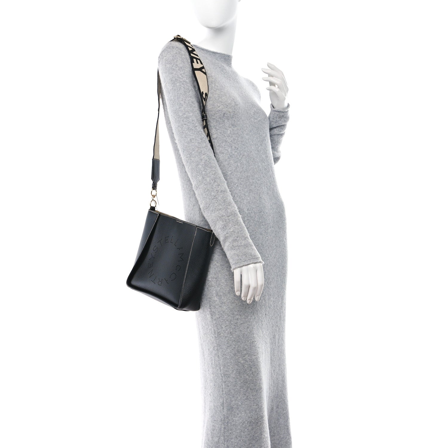 Stella McCartney Eco Alter Nappa Perforated Logo Mini Crossbody Black 2 of 9