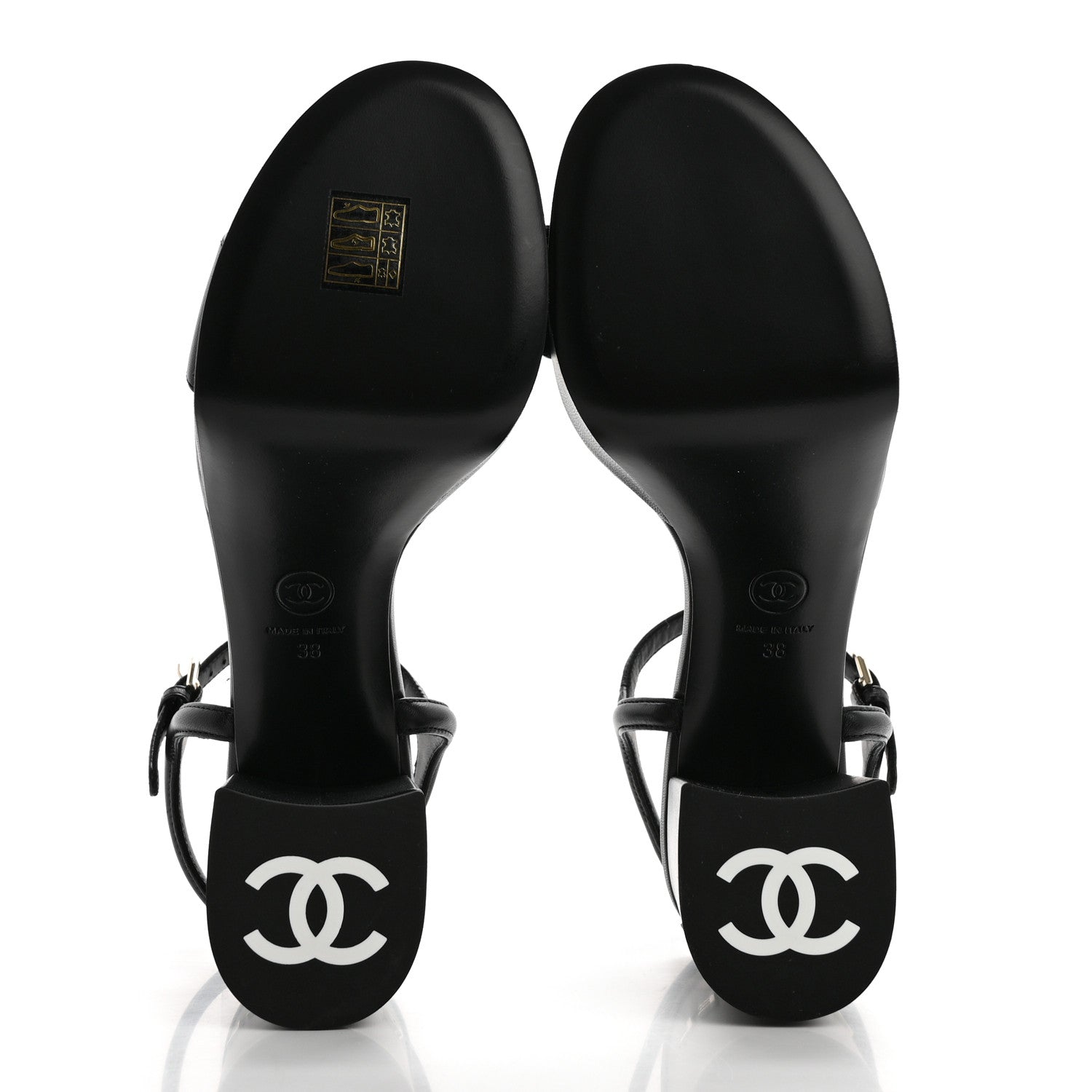 Chanel Lambskin Logo Platform Sandals 38 Black 5 of 11
