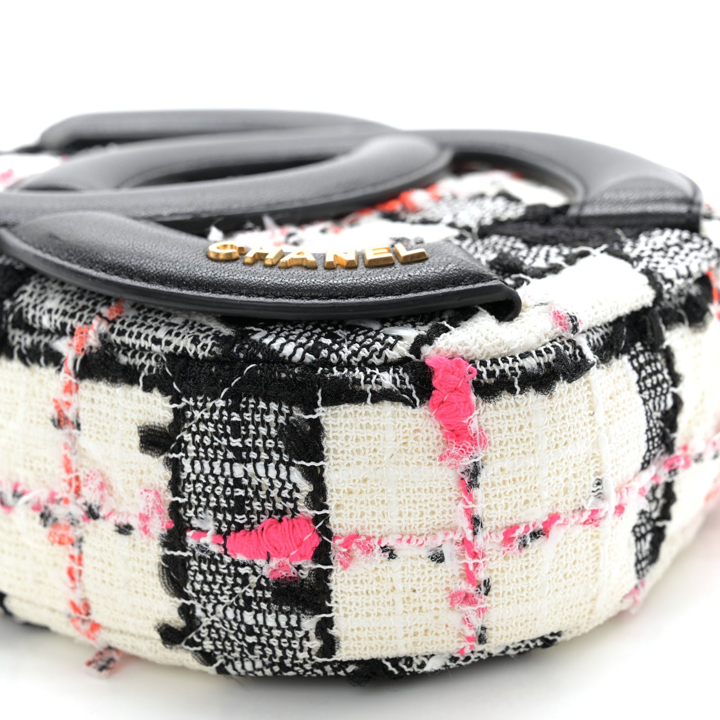Tweed Lambskin Quilted Coco Midnight Camera Case White Black Multicolor