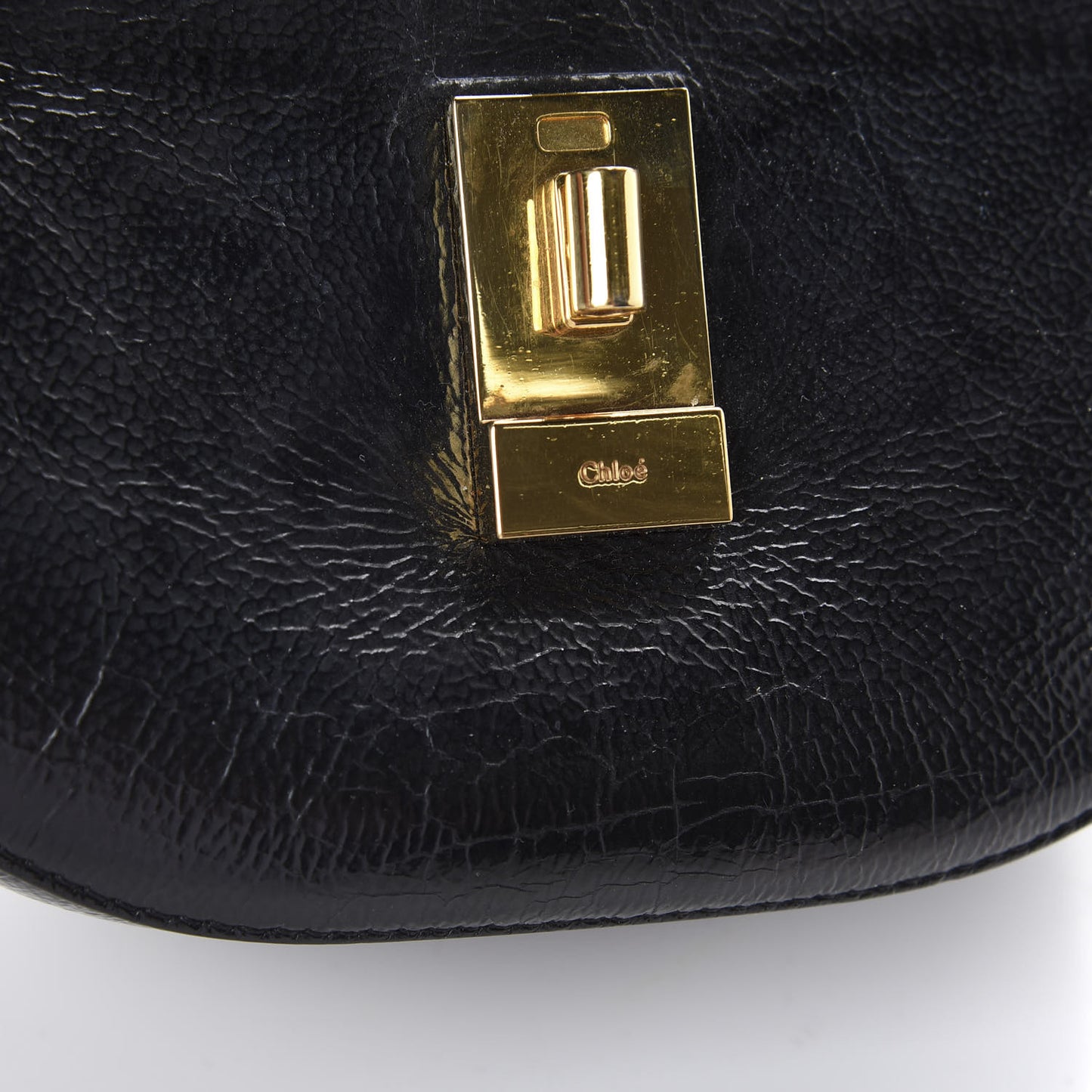 Grained Patent Mini Drew Shoulder Bag Black