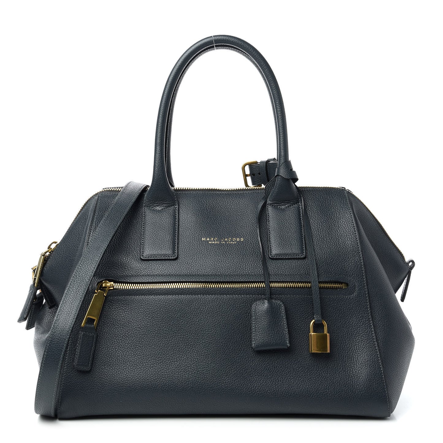 Textured Calfskin Medium Incognito Satchel Navy