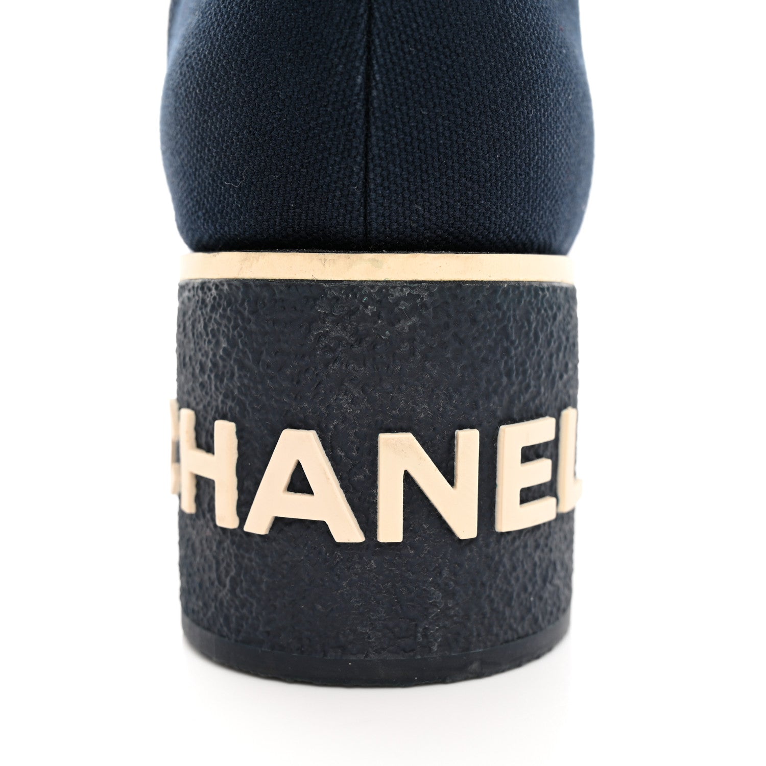 Chanel Fabric Lace Up Combat Boots 38 Navy Blue 13 of 16