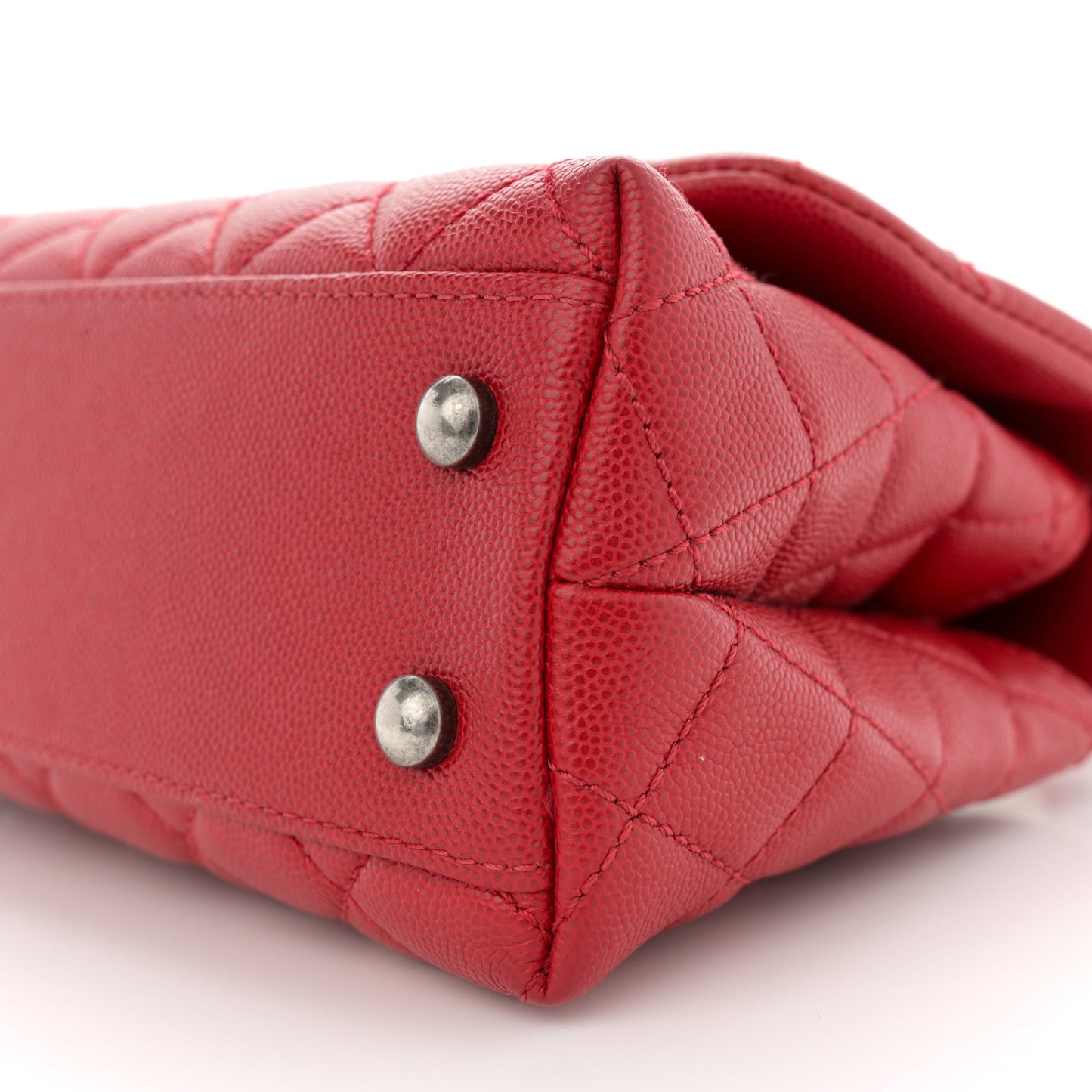 Caviar Quilted Mini Coco Handle Flap Red