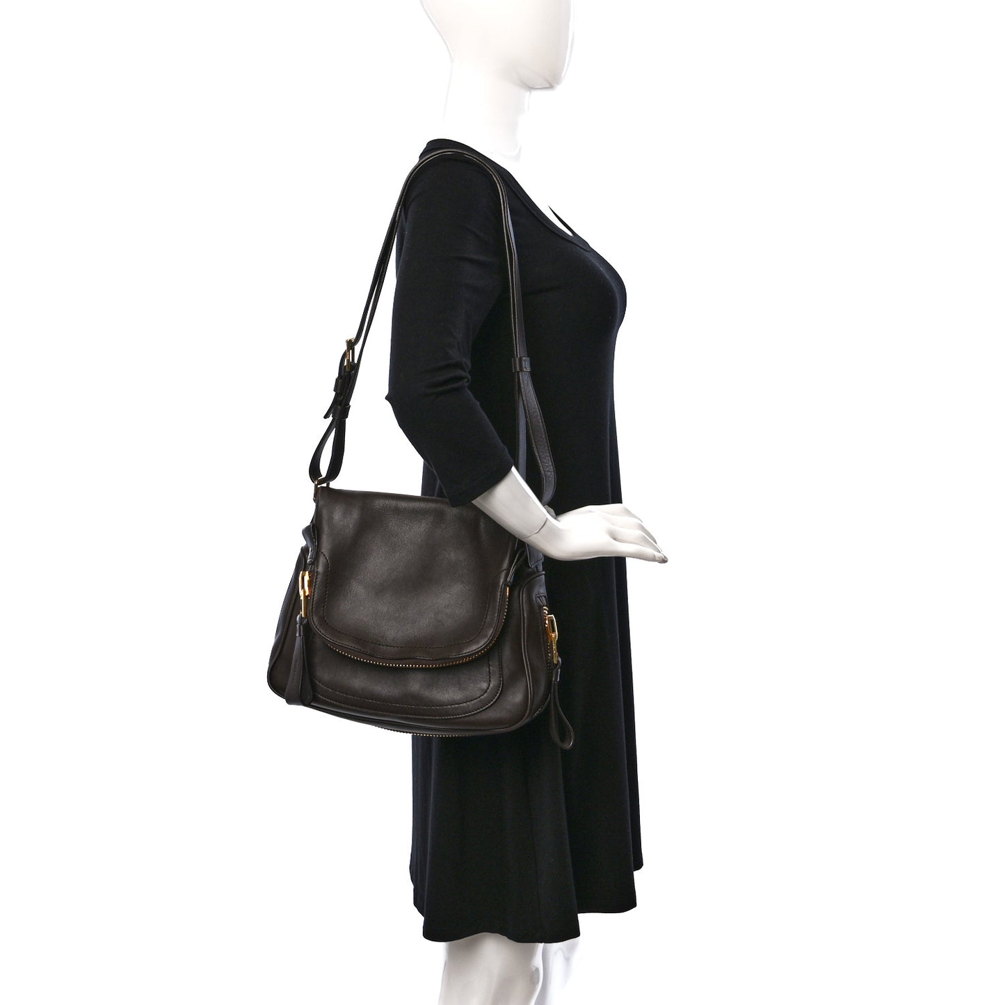 Calfskin Medium Jennifer Crossbody Bag Brown
