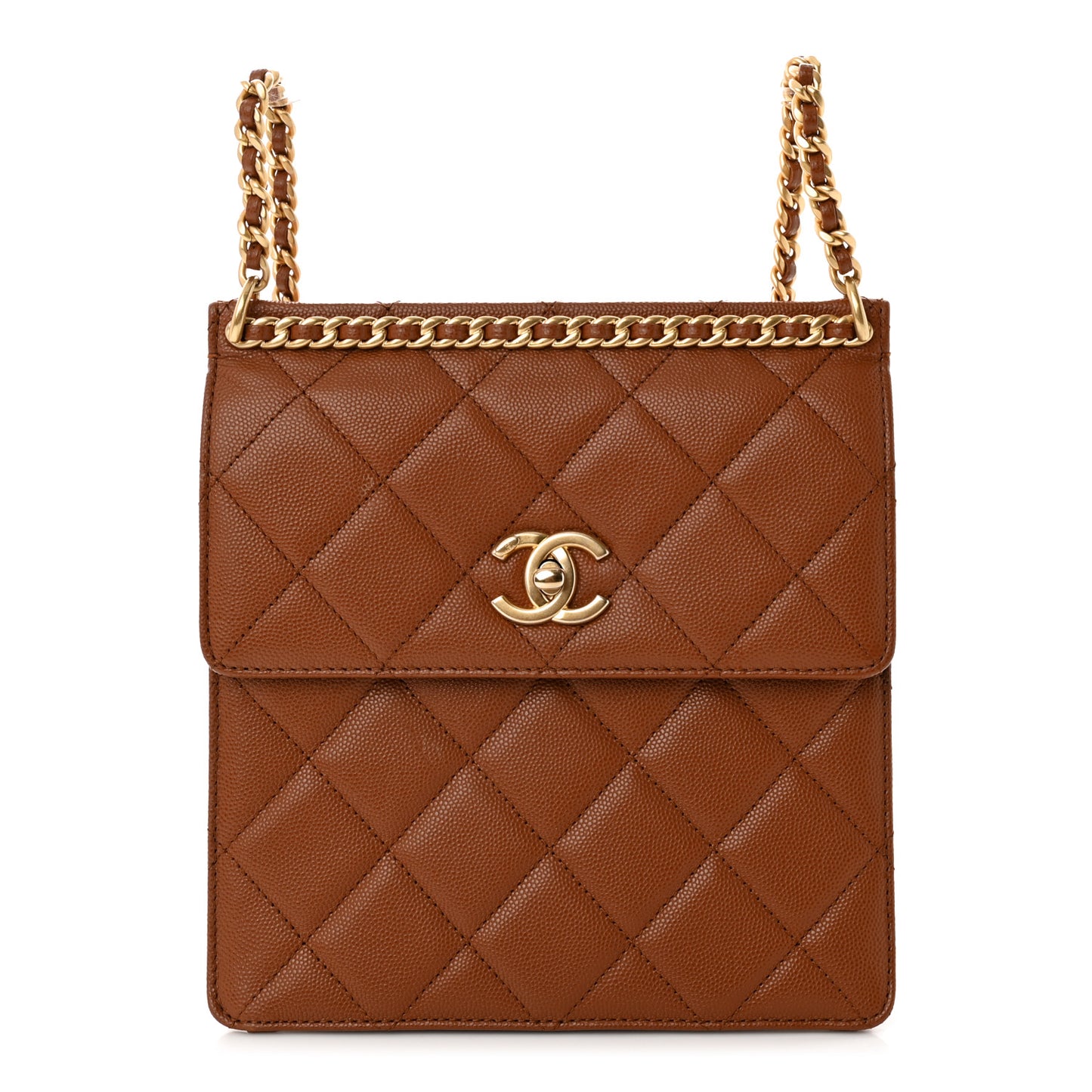 Caviar Quilted Multi Chain Backpack Light Brown