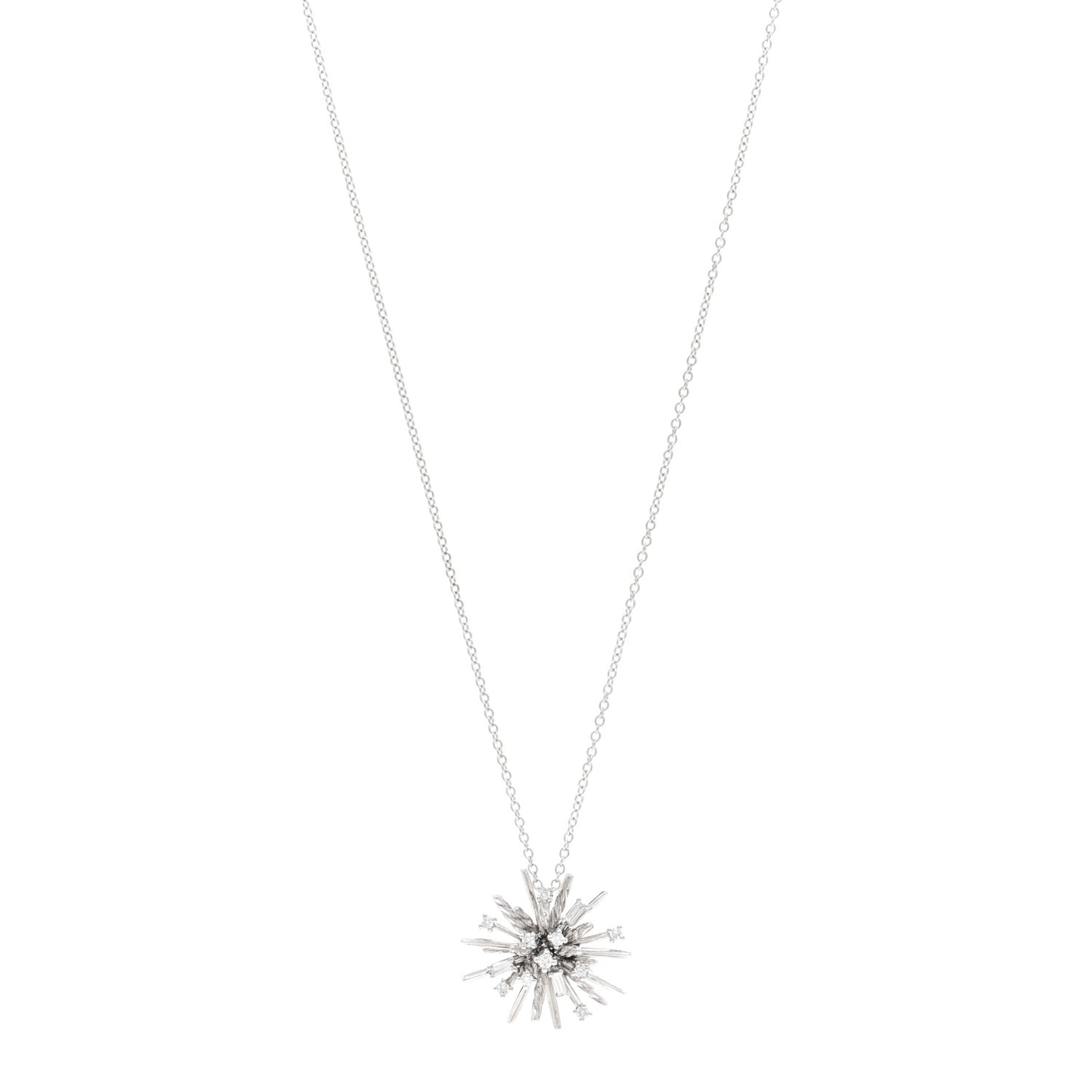 18K White Gold Diamond Small Supernova Pendant Necklace