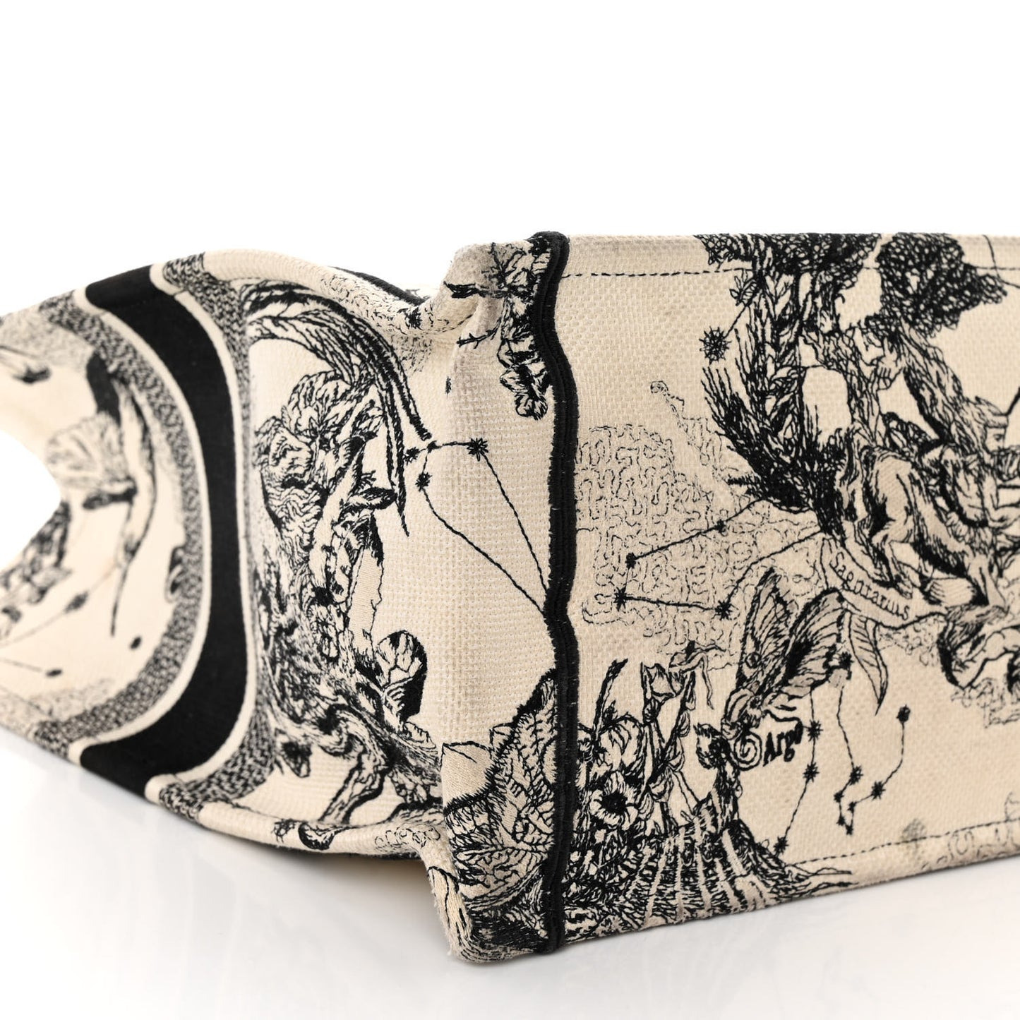 Canvas Embroidered Large Zodiac Toile De Jouy Book Tote Latte