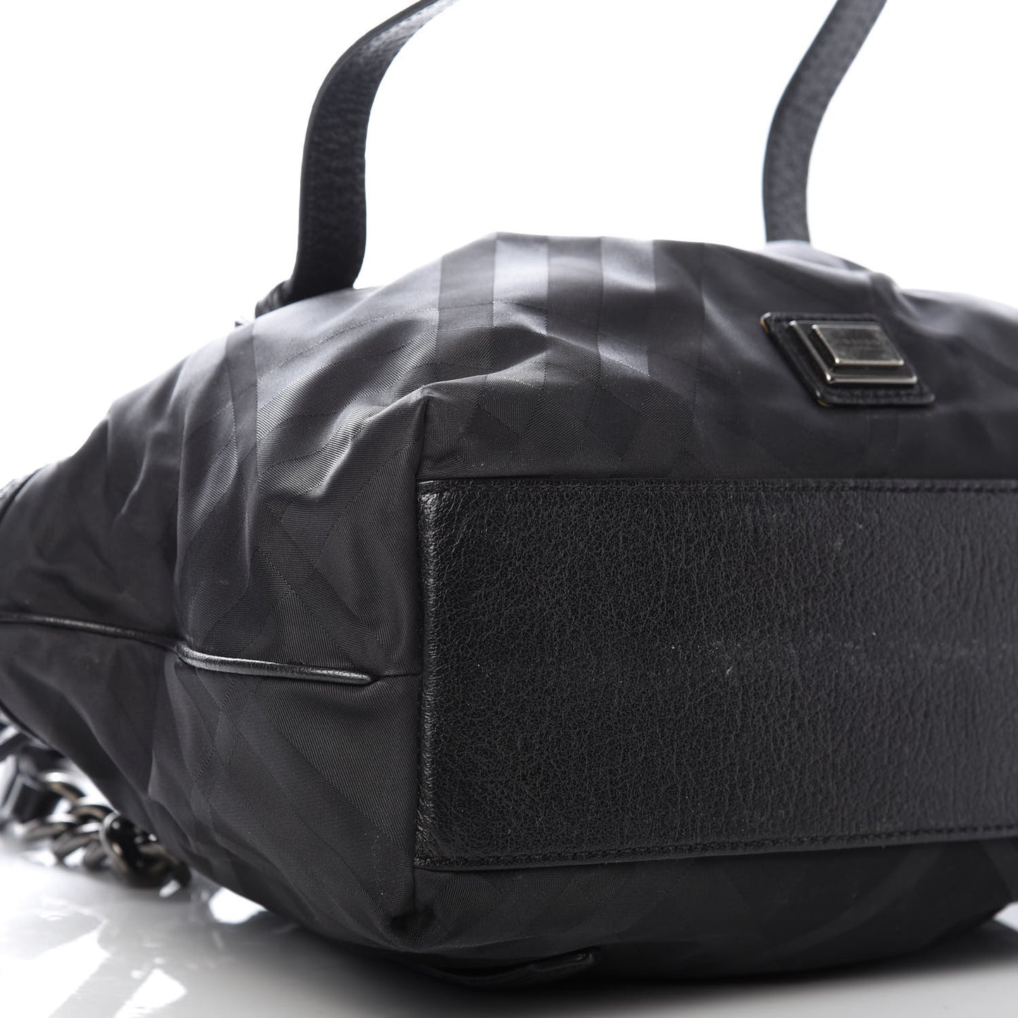 Nylon Tonal Check Torbitt Tote Black