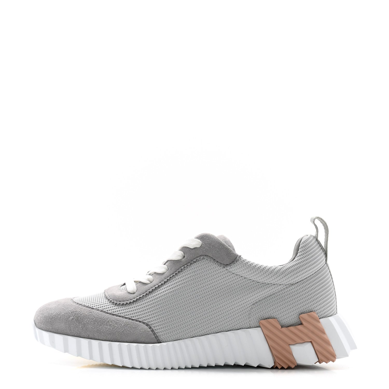 Hermes Air Mesh Suede Goatskin Bouncing Sneakers 38 Gris Temperance 1 of 9
