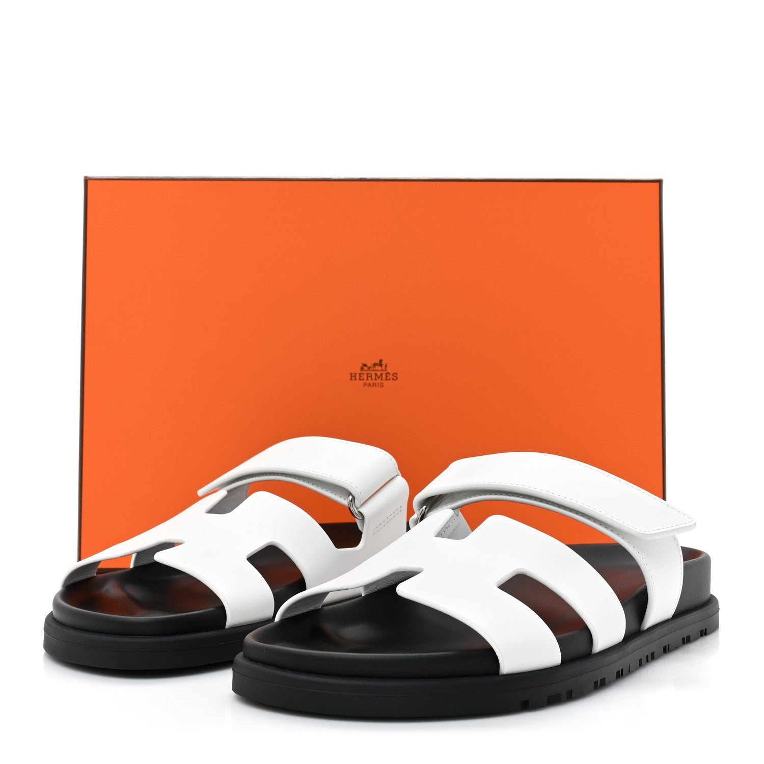 Hermes Calfskin Womens Chypre Sandals 37 White 9 of 9