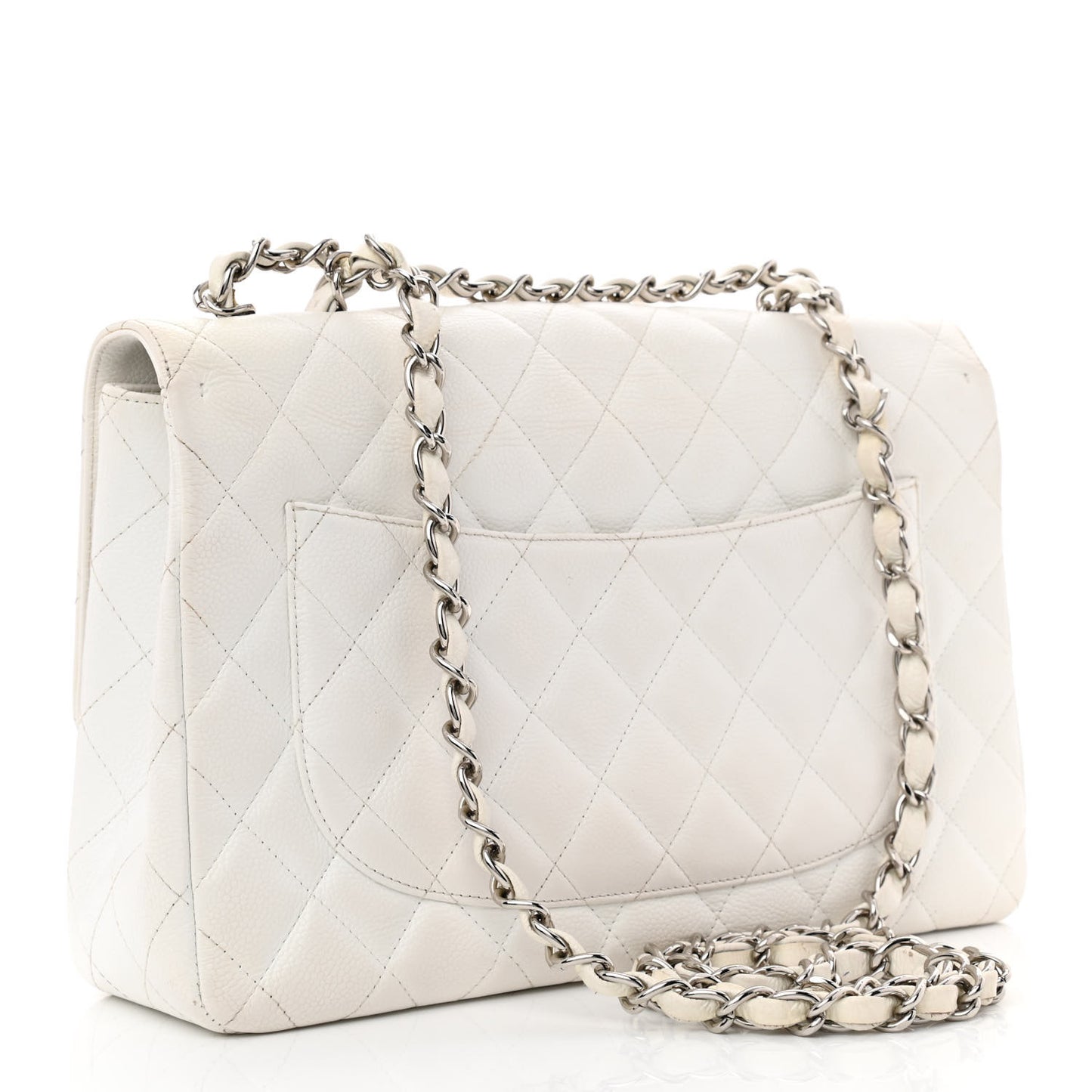 Caviar Quilted Jumbo Single Flap White