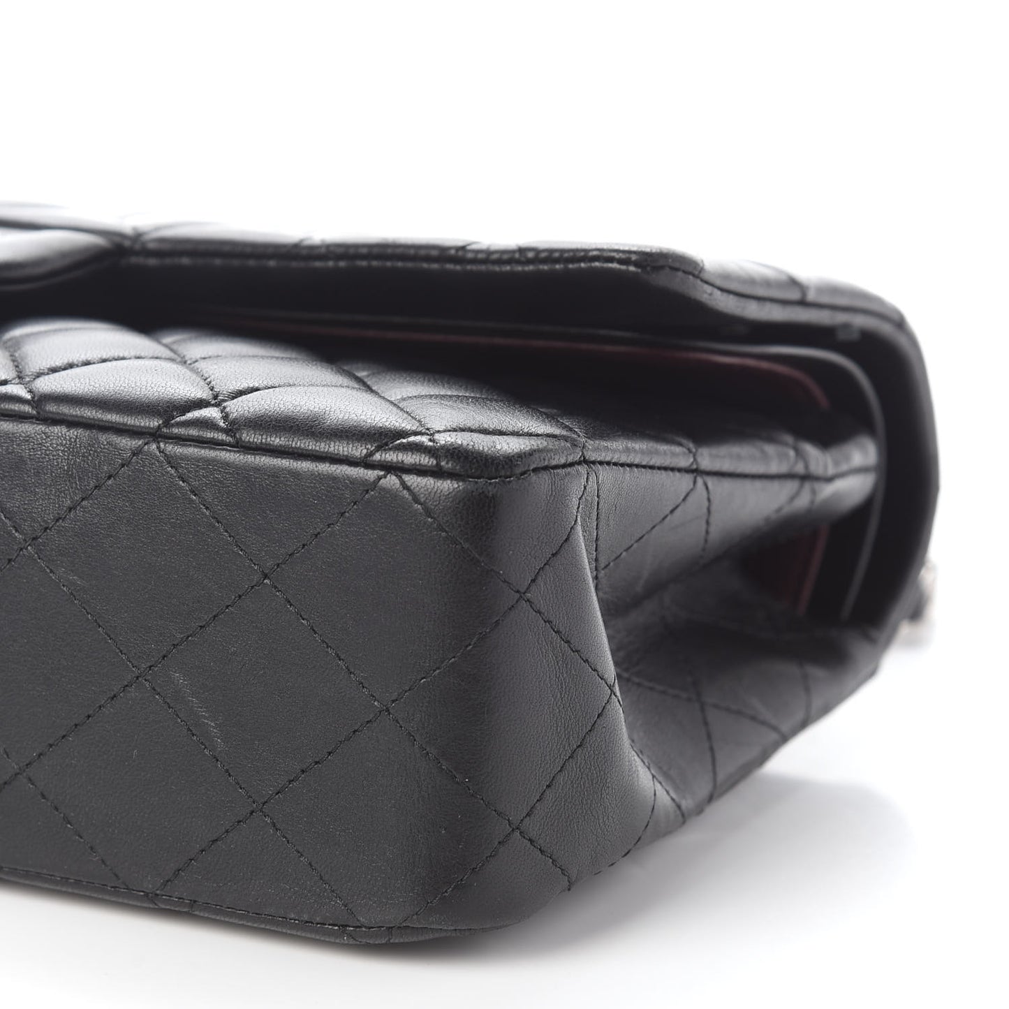 Lambskin Quilted Medium Double Flap Black