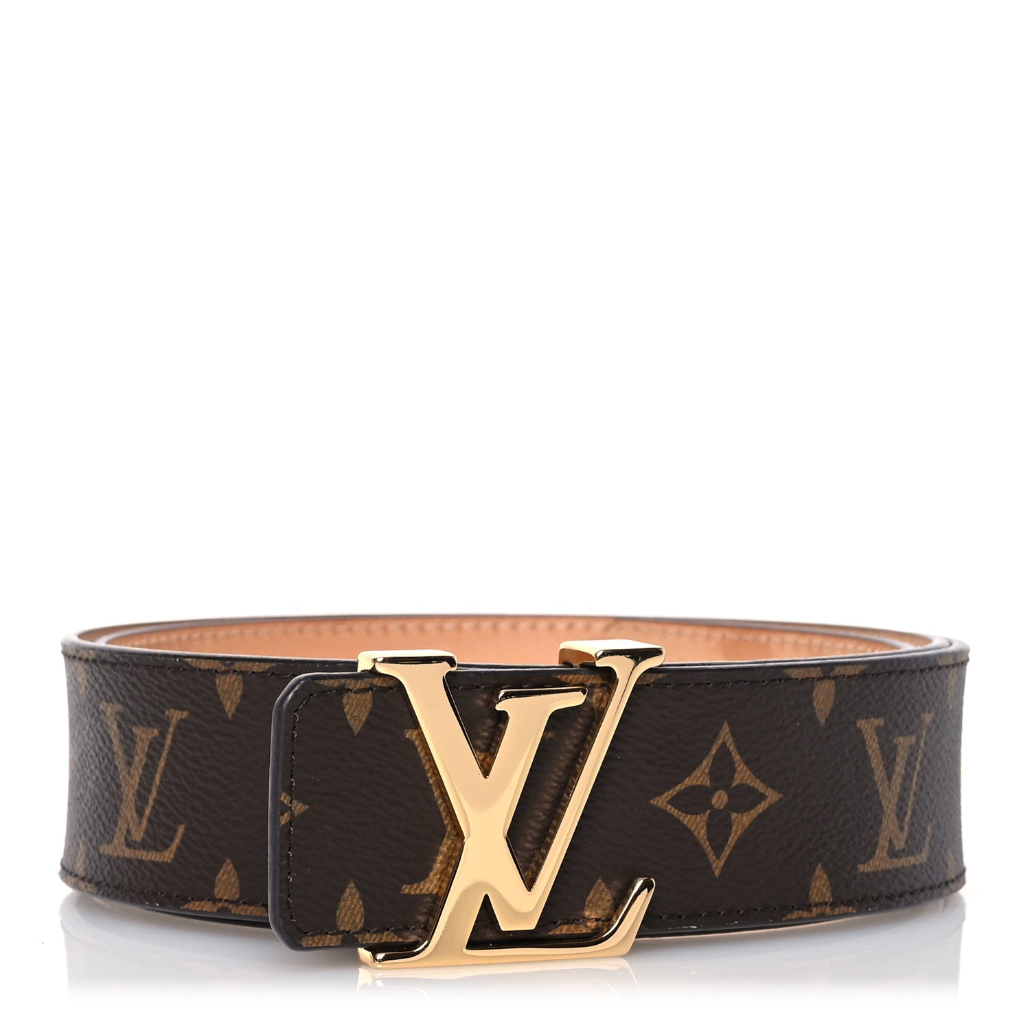 Louis Vuitton Women\'s Brown Monogram Belt with Gold LV Buckle size 95 Louis Vuitton Monogram Belt with Gold LV Buckle main image 2