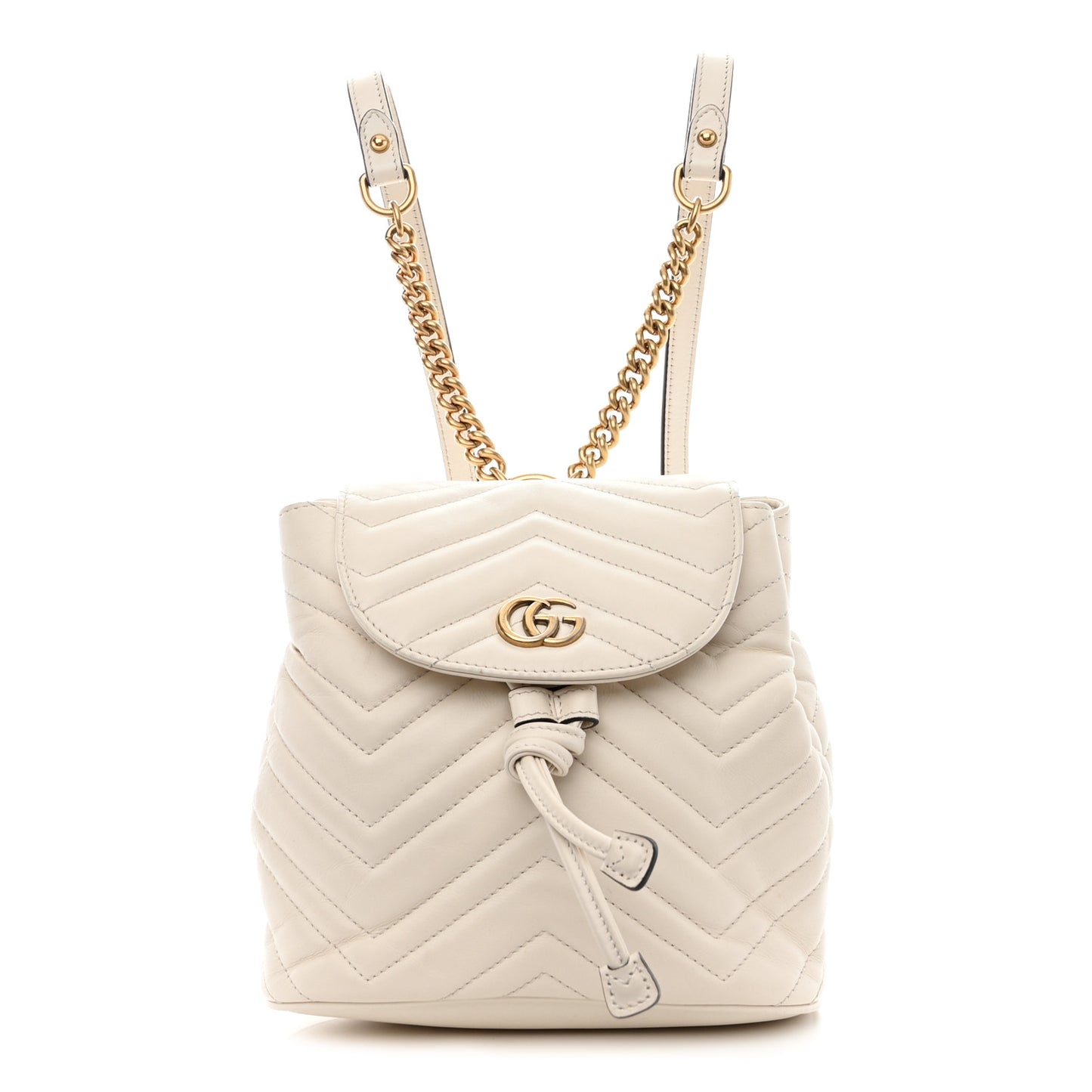 Calfskin Matelasse GG Marmont Flap Backpack White