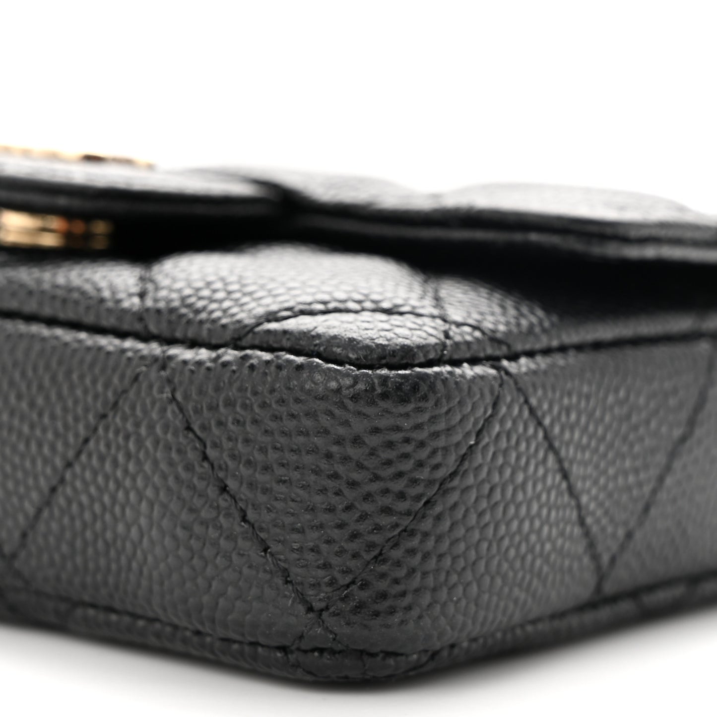 Caviar Quilted Mini Chain Belt Bag Black