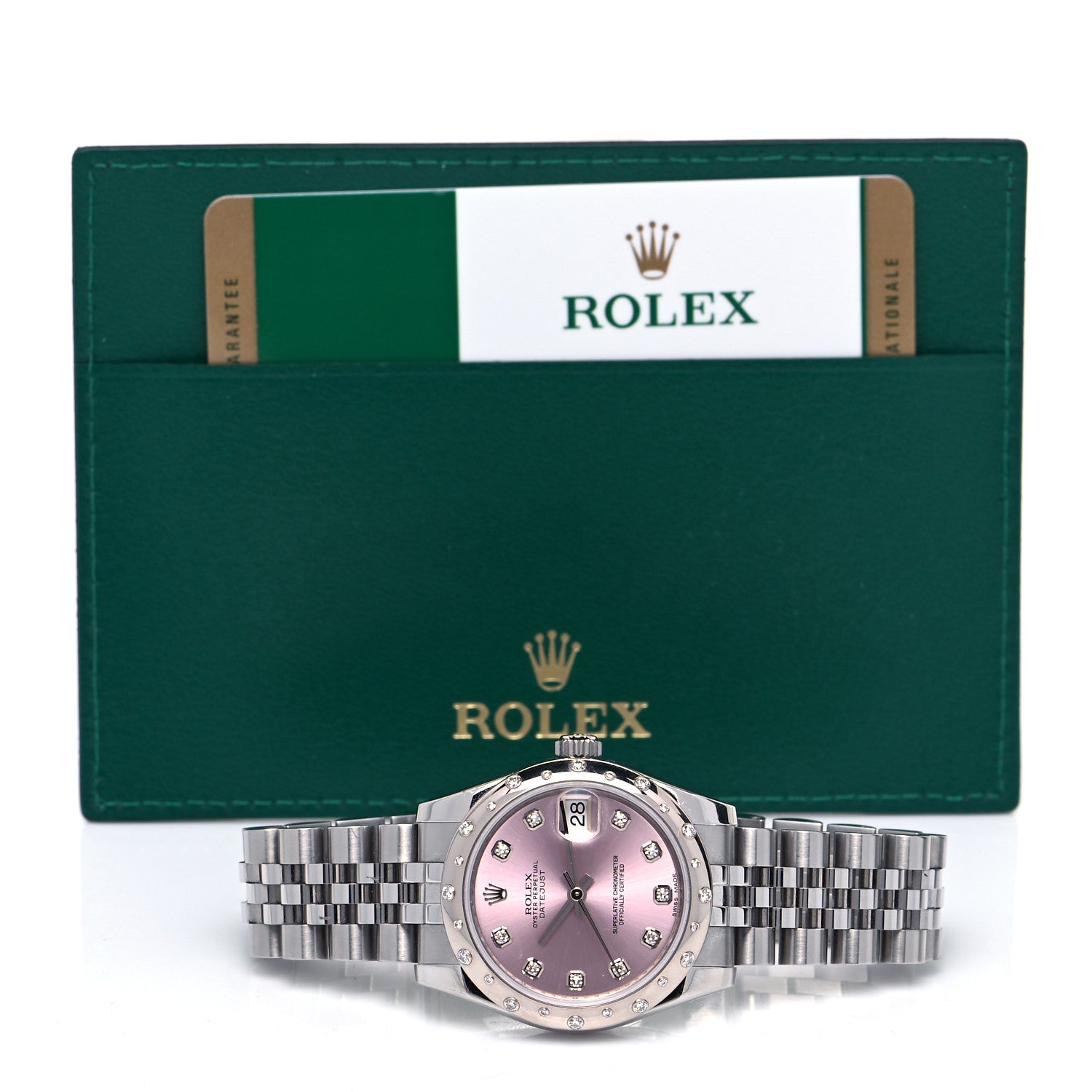 Rolex Stainless Steel 18K White Gold Diamond 31mm Oyster Perpetual Datejust Watch Pink 178344 5 of 5