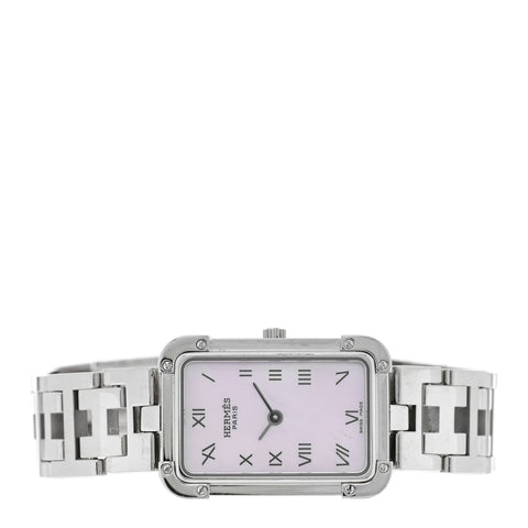 Stainless Steel Pink Mother of Pearl 18mm Rectangle Croisiere Quartz Watch