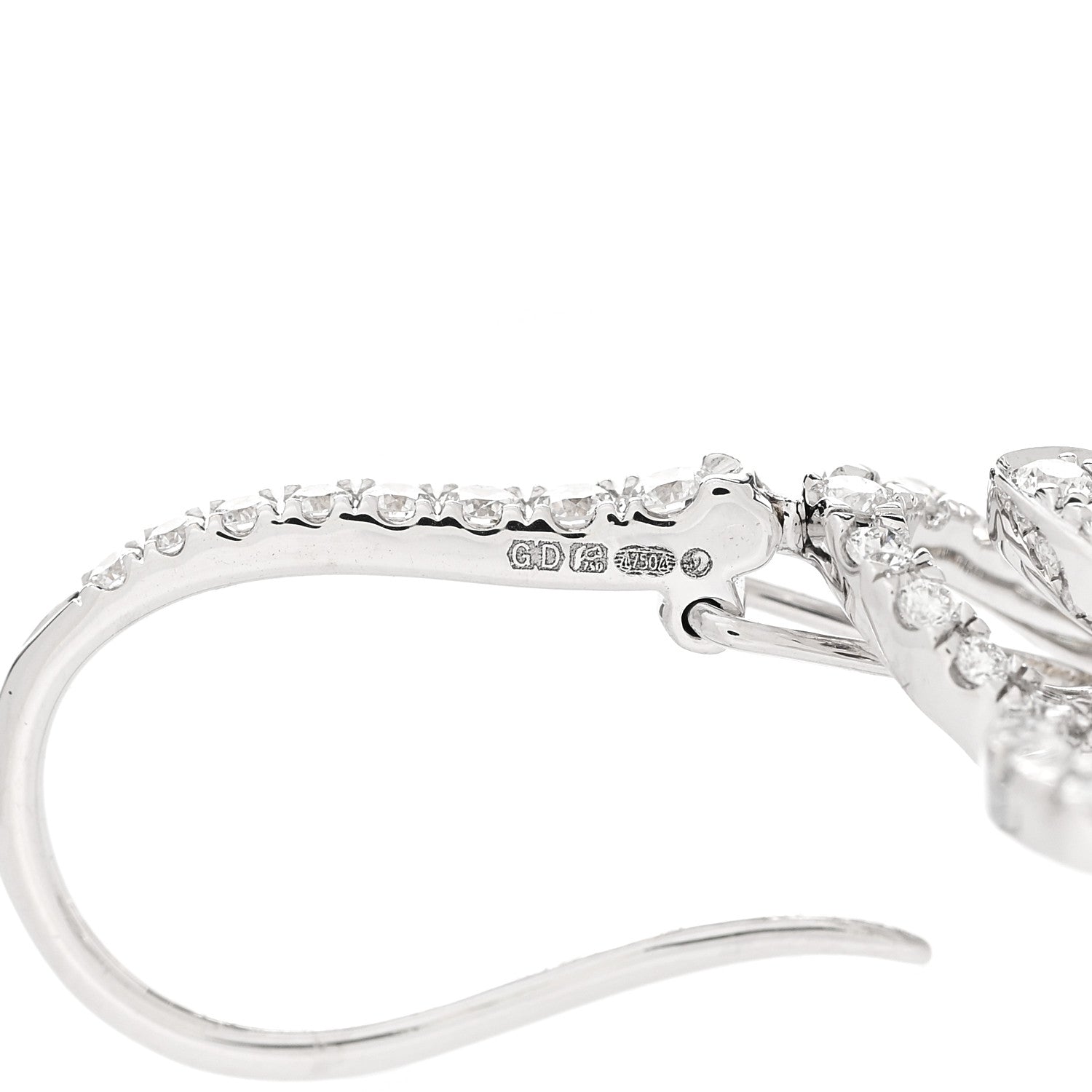 Graff 18K White Gold Diamond Wild Flower Drop Earrings 5 of 6
