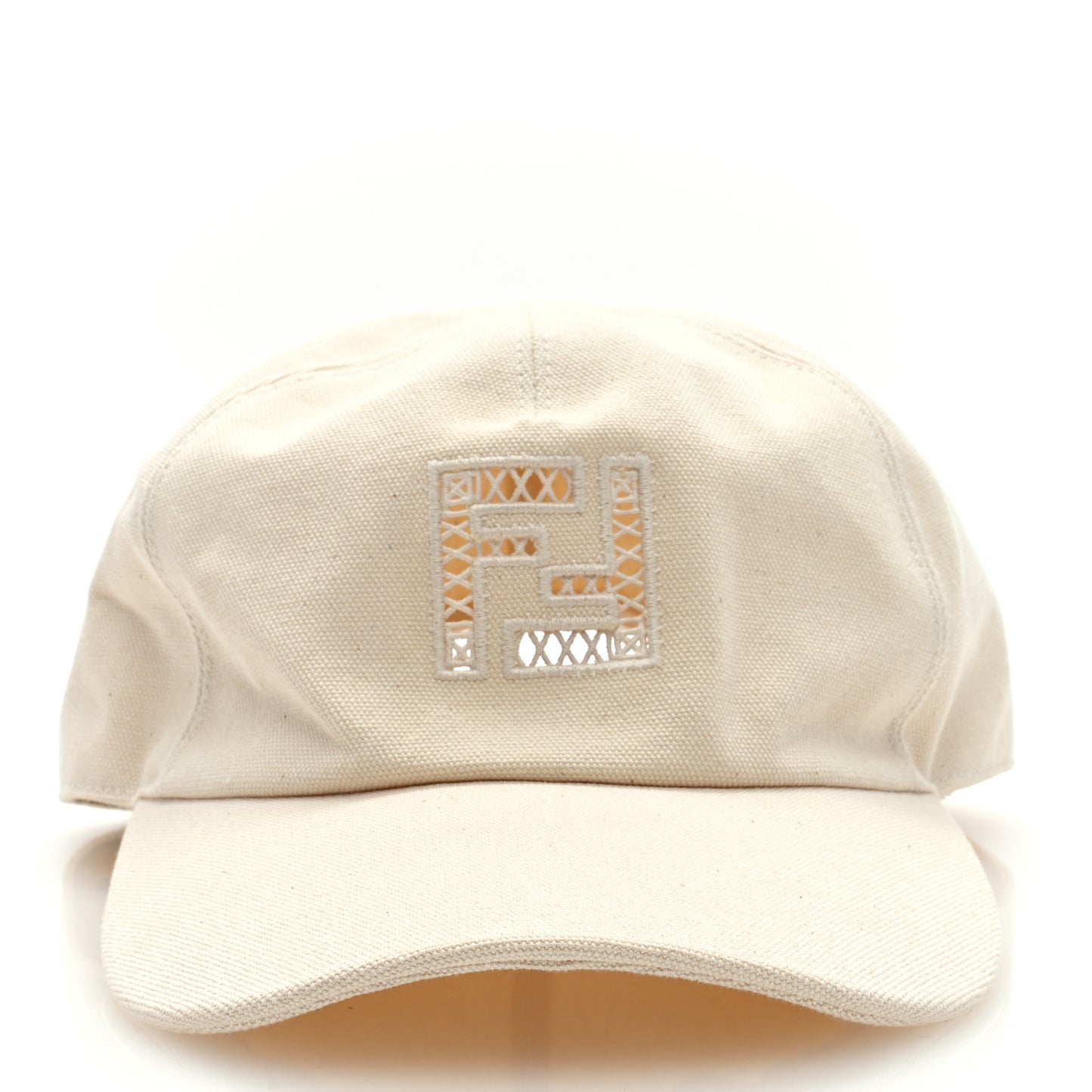 Cotton FF Ajour Embroidered Baseball Hat M Natural