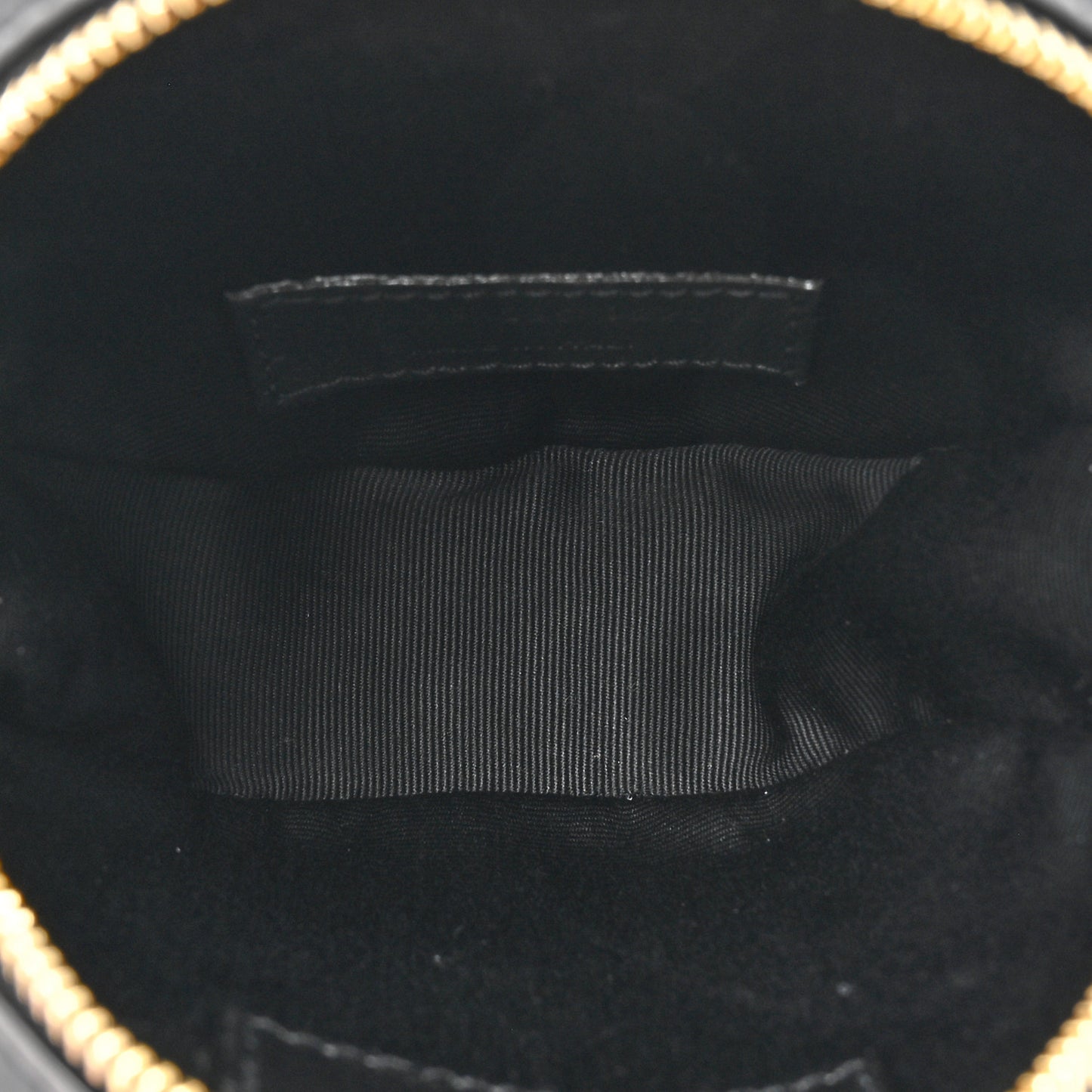 Calfskin Matelasse Chevron Quilted Baby Round Vinyle Belt Bag Black