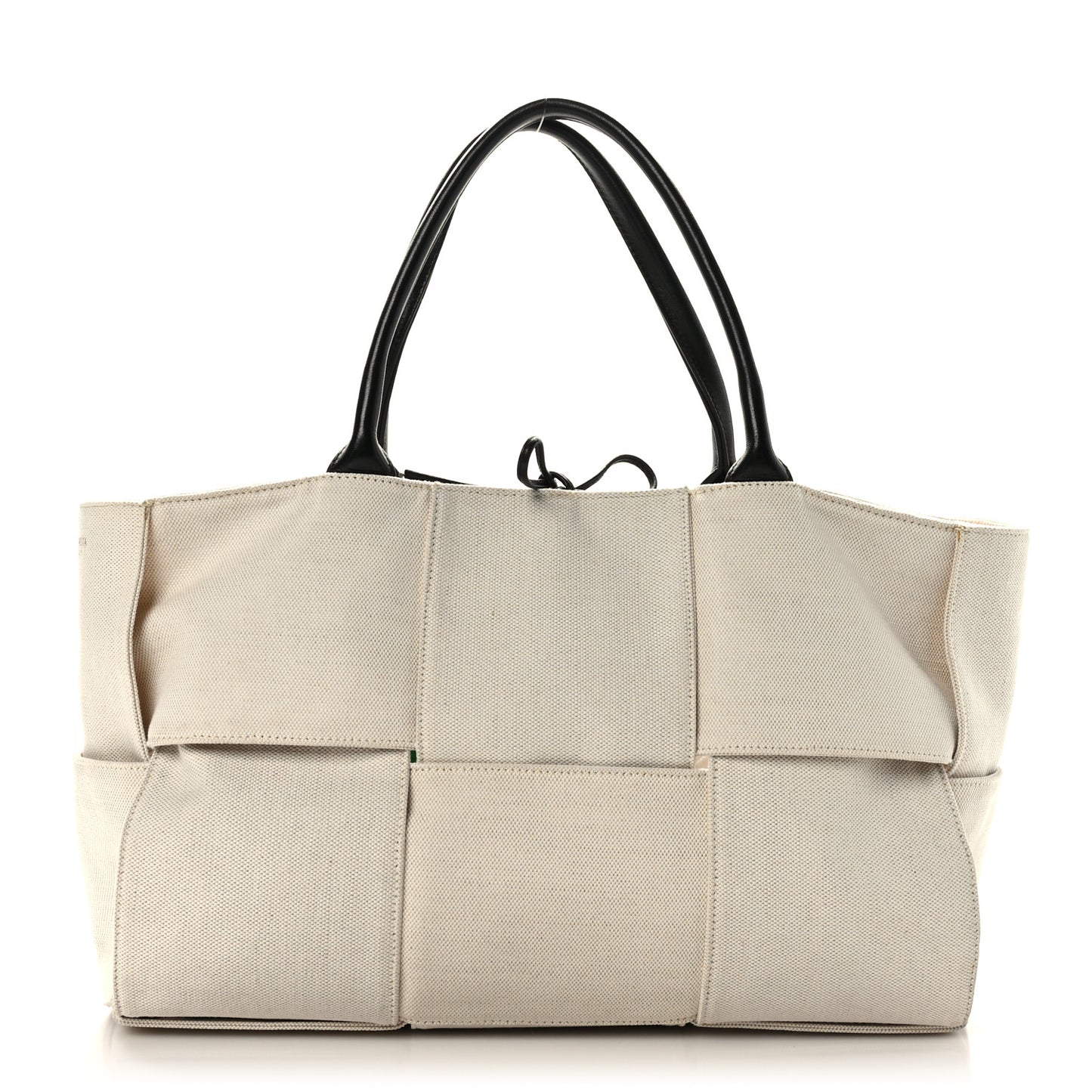 Canvas Maxi Intrecciato Medium Arco Tote Beige Black
