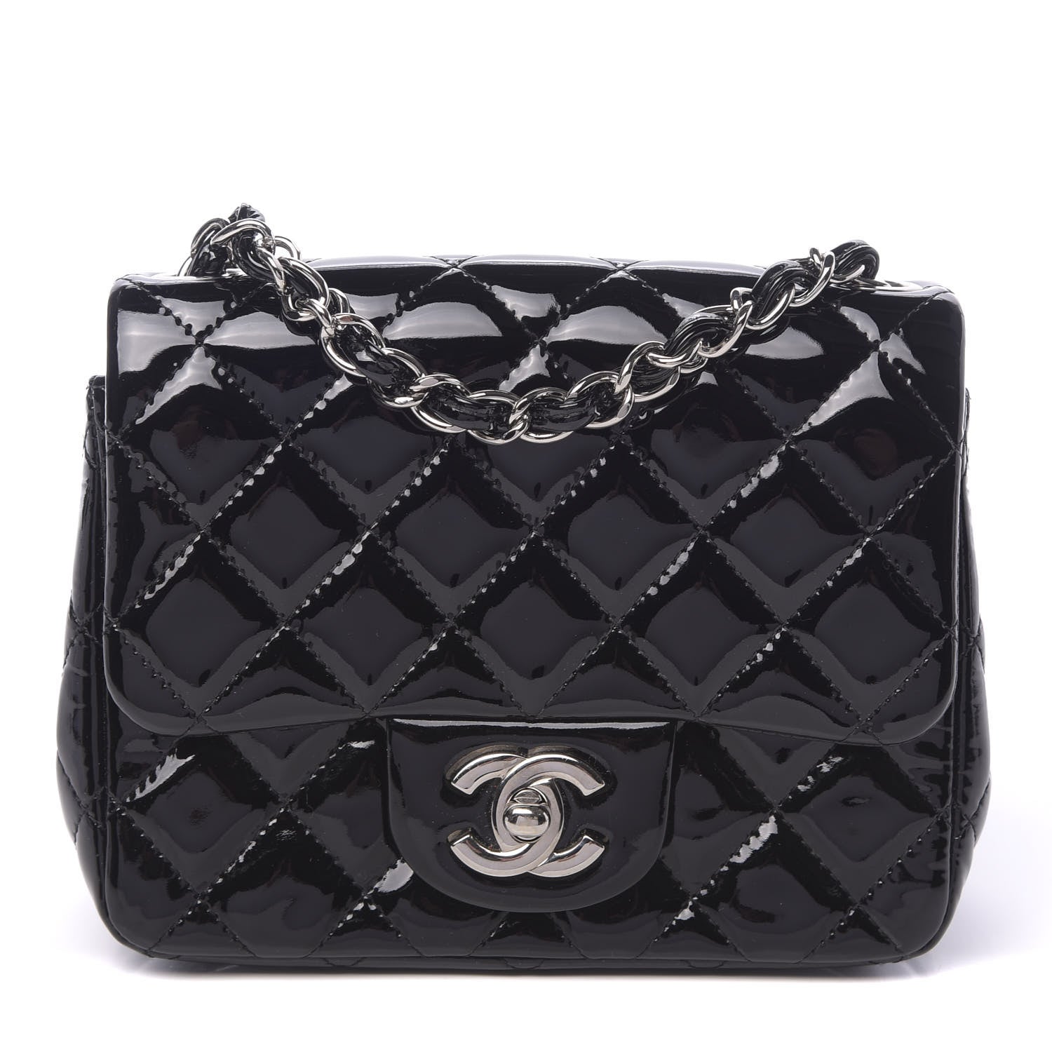 Chanel Patent Calfskin Quilted Mini Square Flap Black 1 of 12