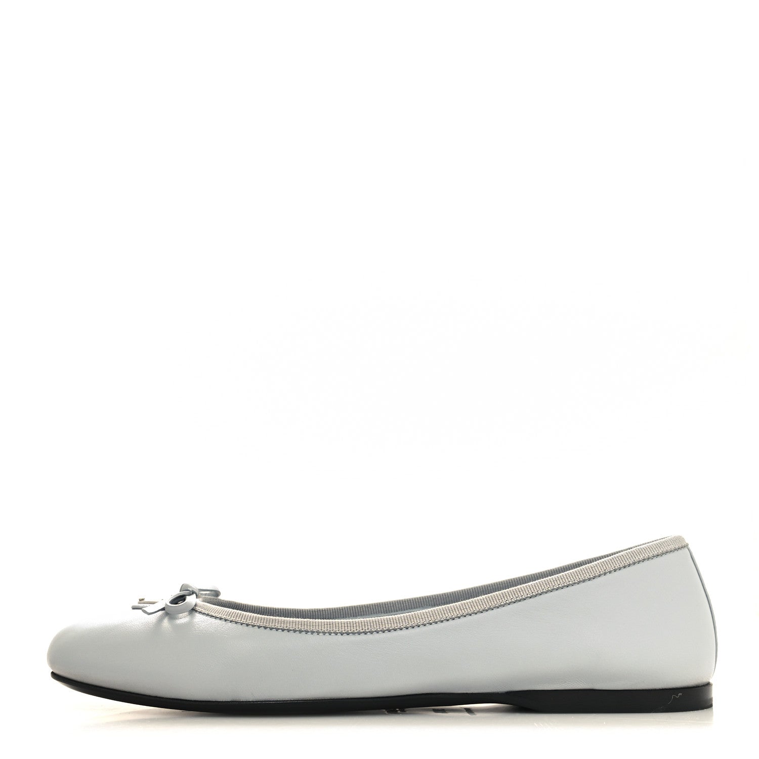 Prada Metallic Lambskin Bow Ballerina Flats 38.5 Fiordaliso 1 of 9