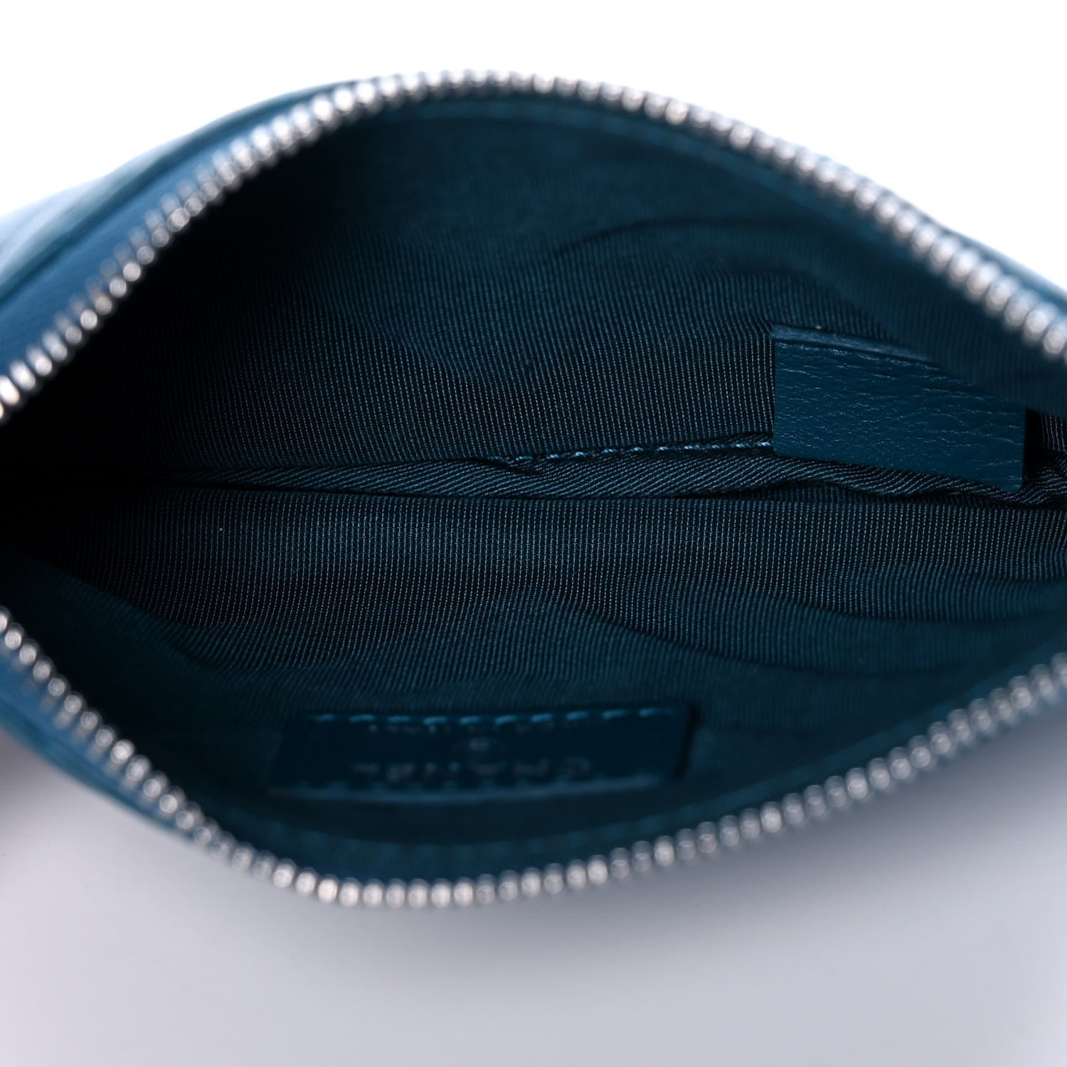Chanel Lambskin Chevron Quilted Studded Small Cosmetic Case Blue 11 of 14