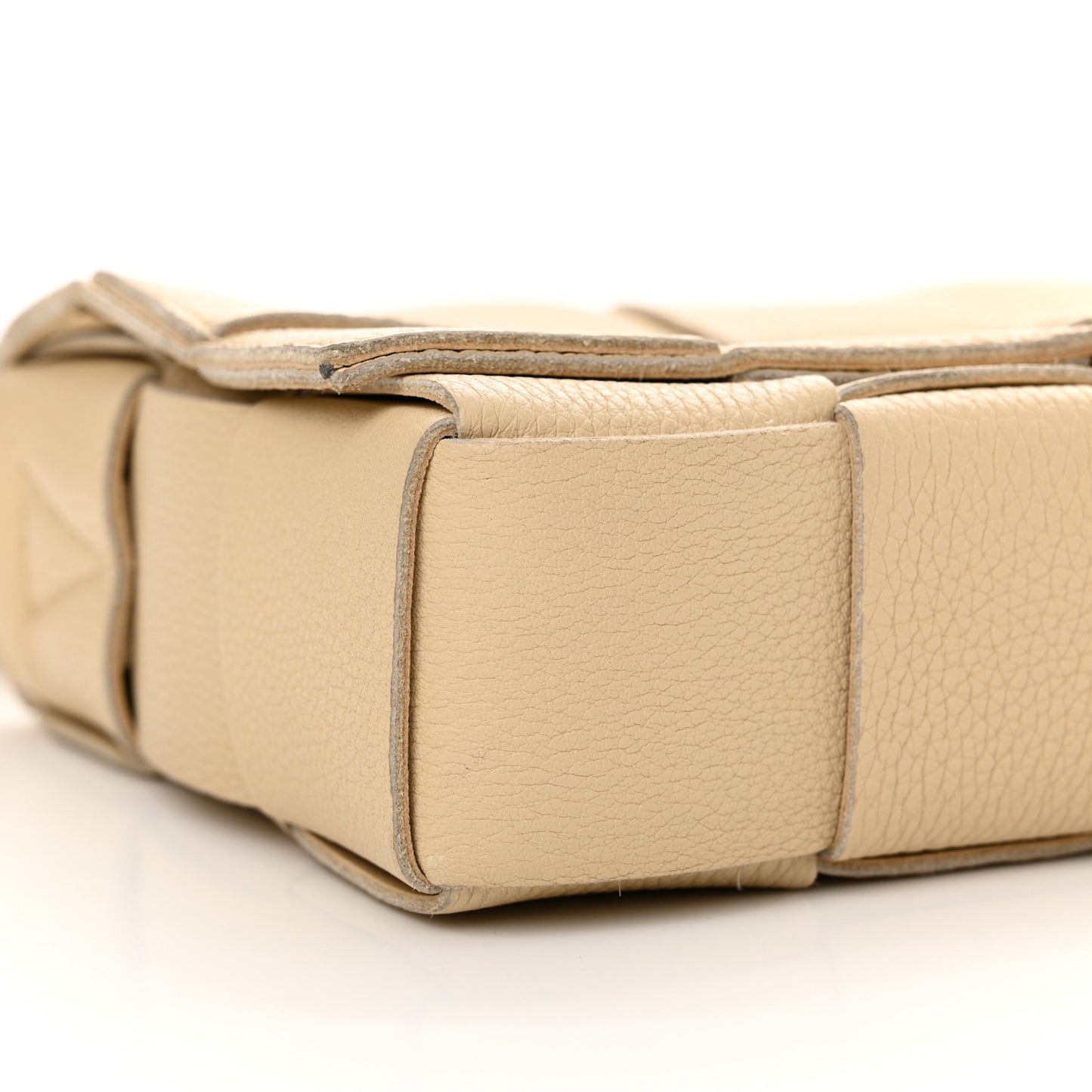 Grained Calfskin Maxi Intrecciato Cassette Crossbody Bag Porridge