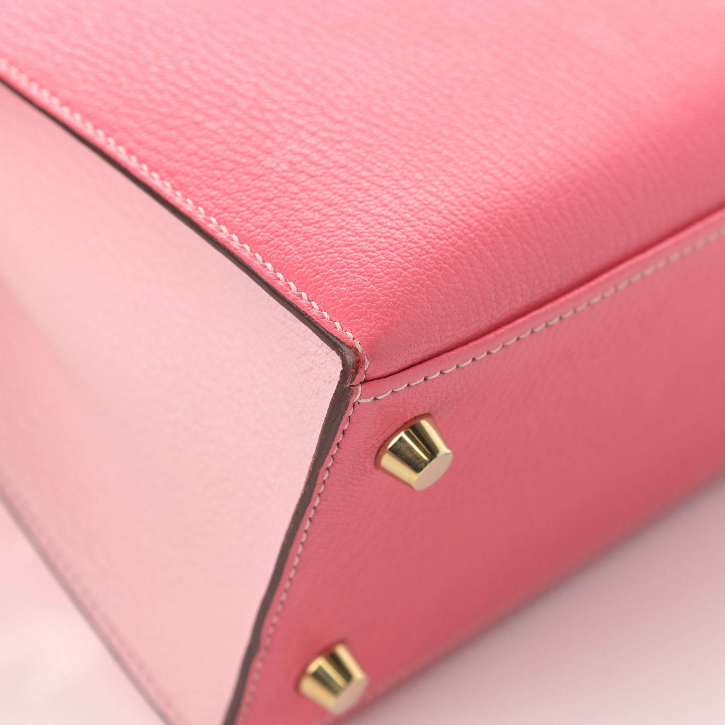 Chevre Bi-Color Horseshoe Kelly Sellier 25 Rose Lipstick Bubblegum