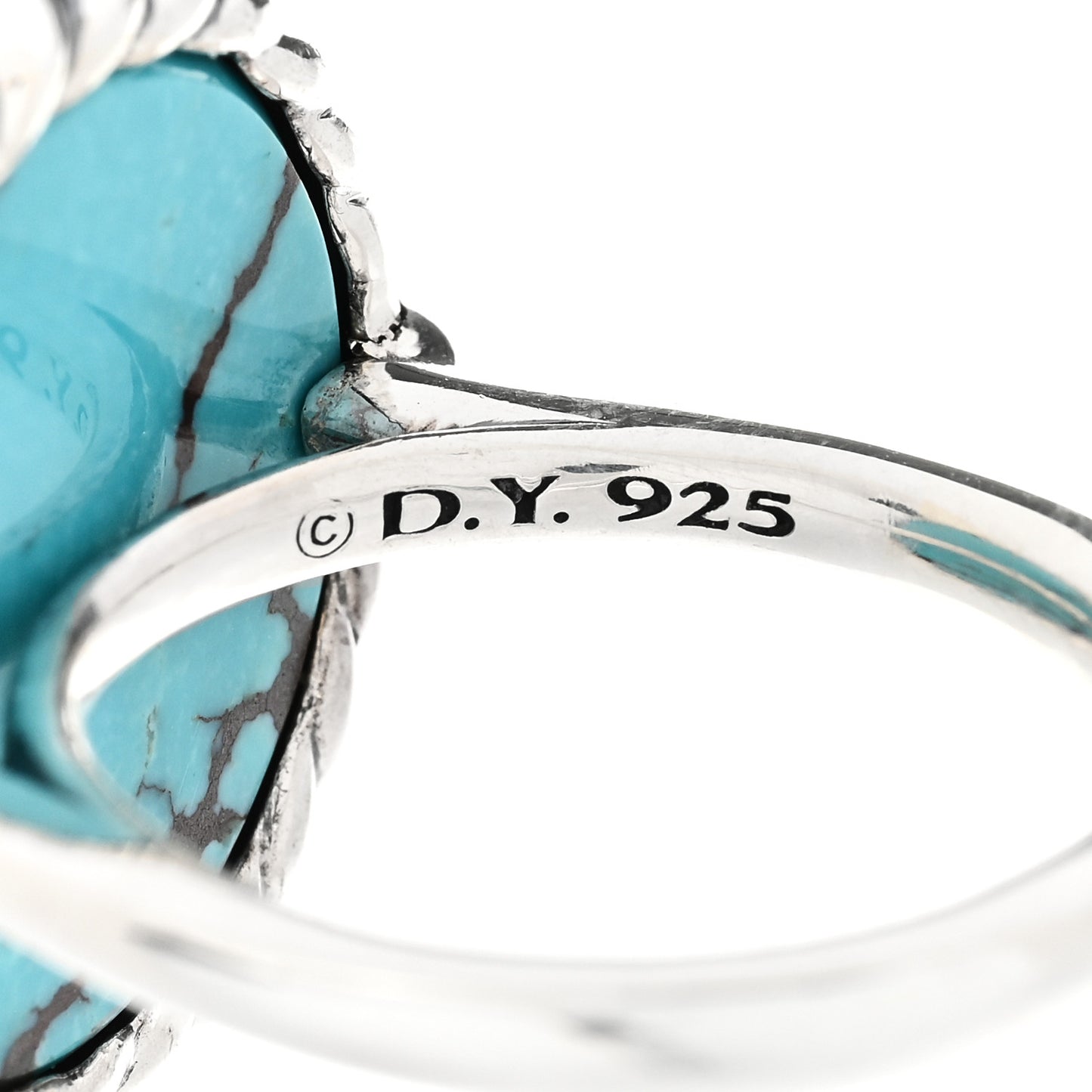 Sterling Silver Diamond Turquoise 18mm DY Elements Ring 53 6.5