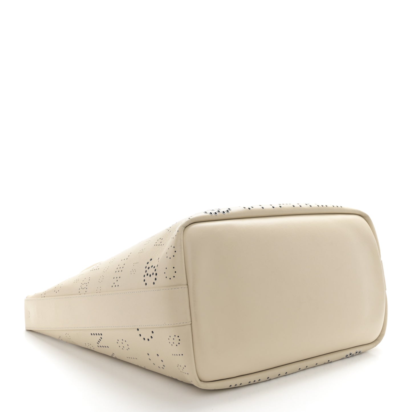 Calfskin Tweed Small Logo Eyelets Shopping Tote Beige