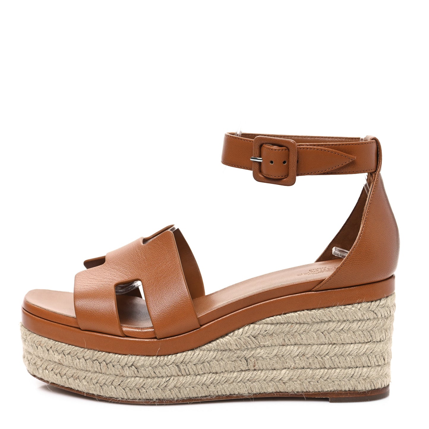 Goatskin Elda Espadrille Wedge Sandals 38 Natural