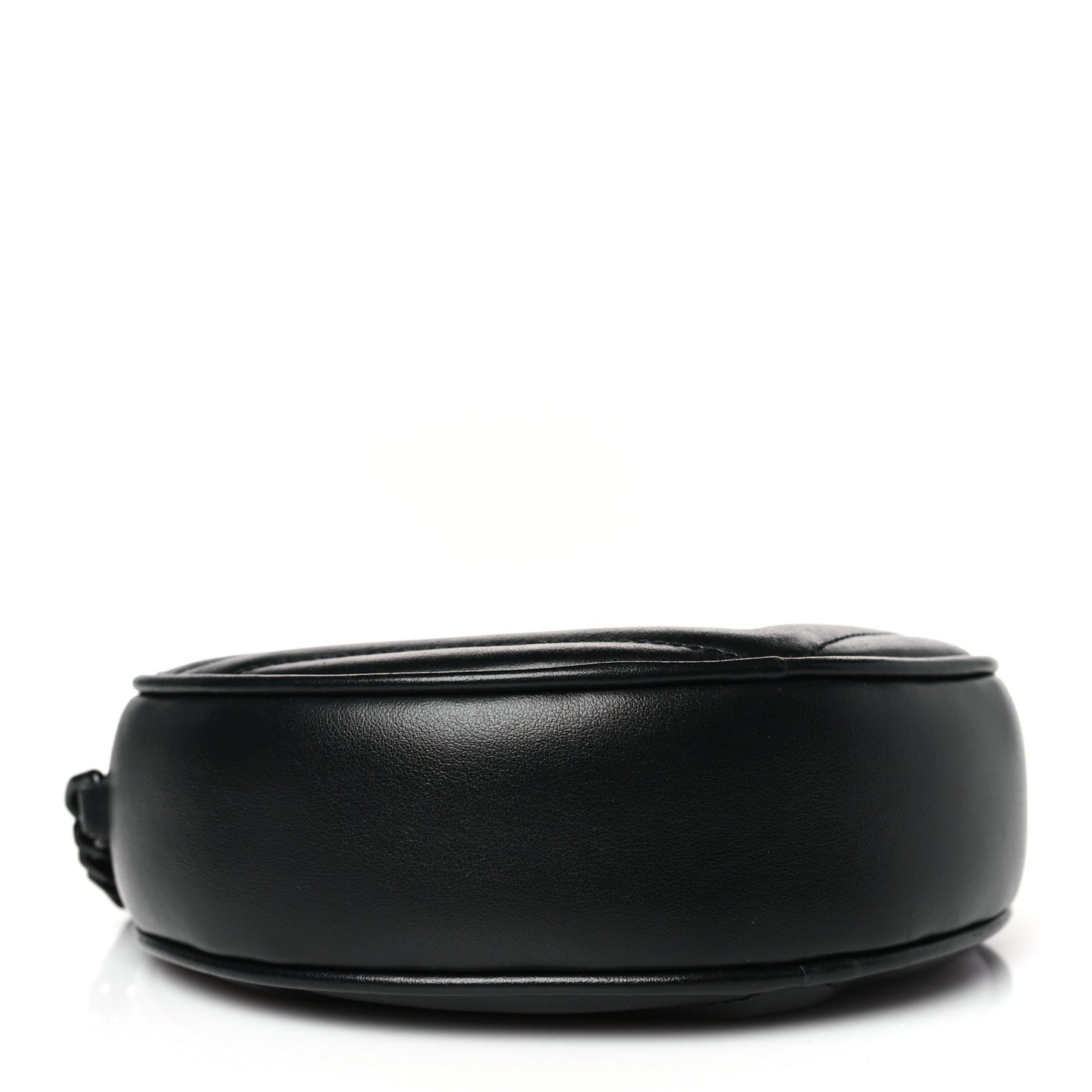 Calfskin Matelasse Chevron Round Vinyle Camera Bag Black
