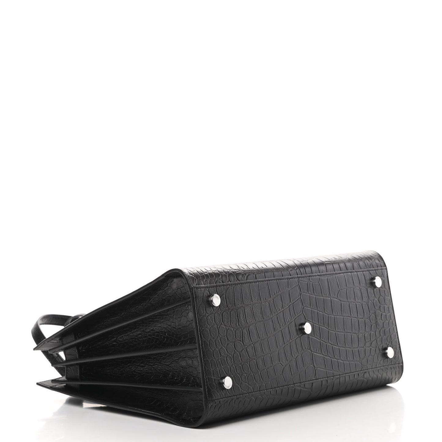 Calfskin Crocodile Embossed Small Sac de Jour Black