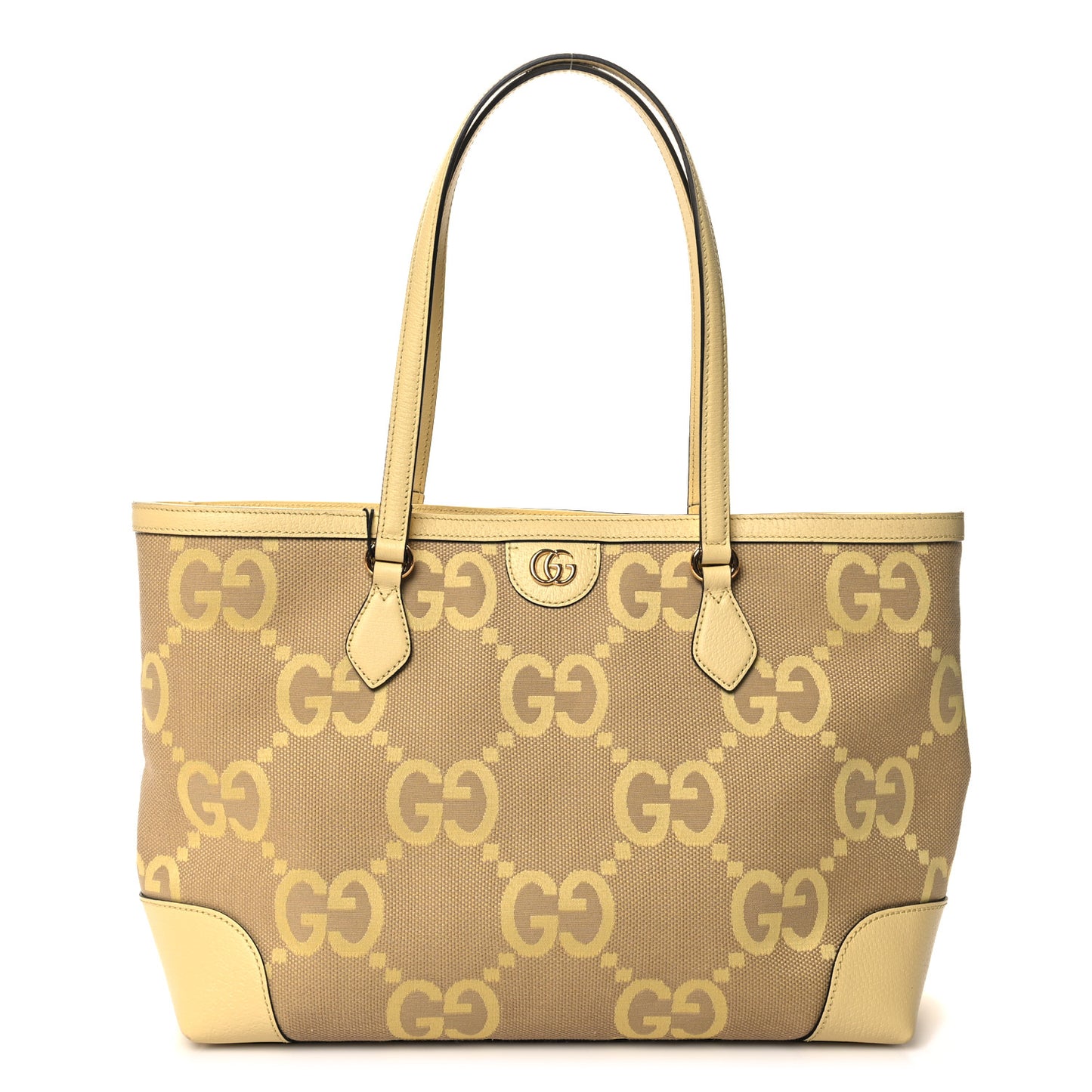 Monogram Jumbo GG Textured Dollar Calfskin Medium Ophidia Shopping Tote Camel Banana