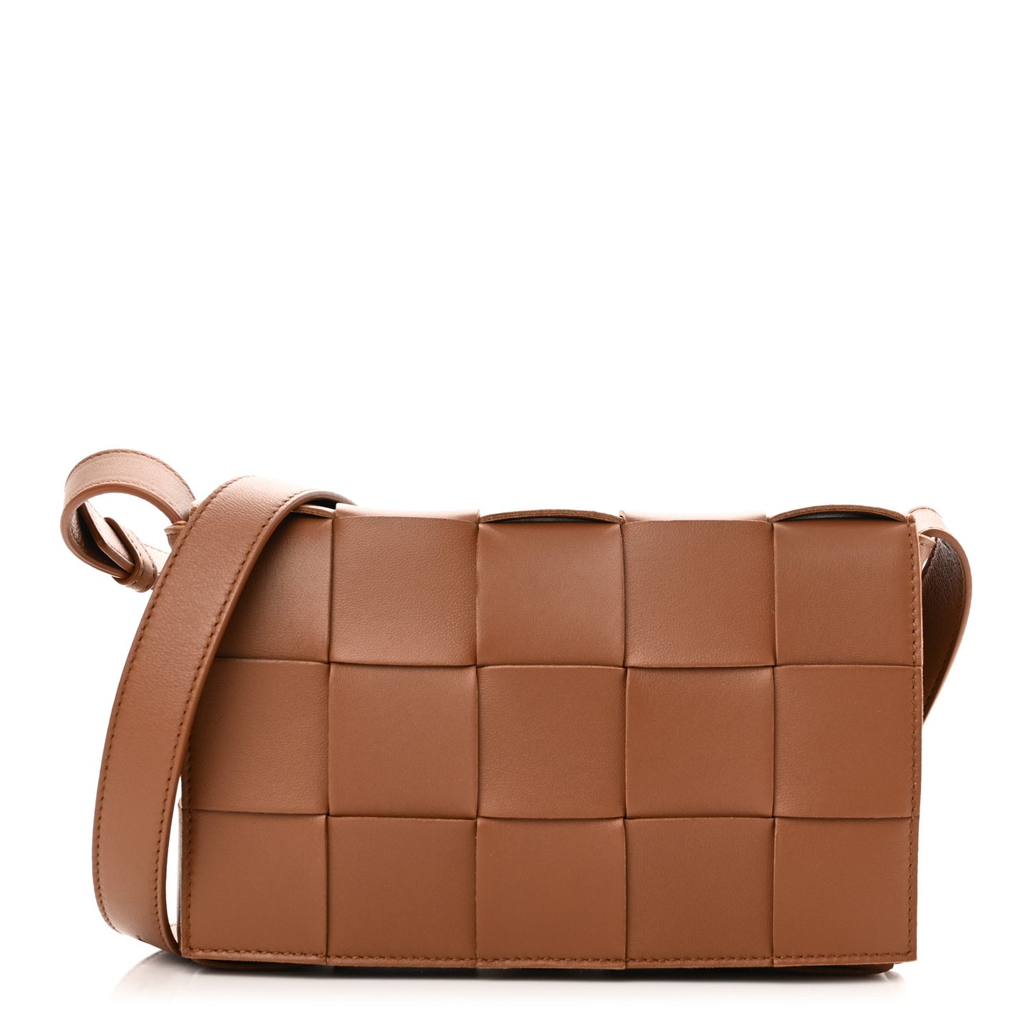 Lambskin Maxi Intrecciato Cassette Crossbody Bag Caramel