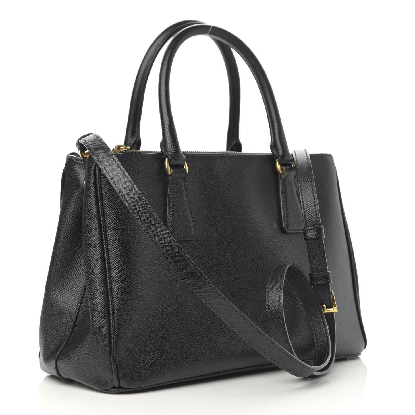 Saffiano Small Galleria Double Zip Tote Black