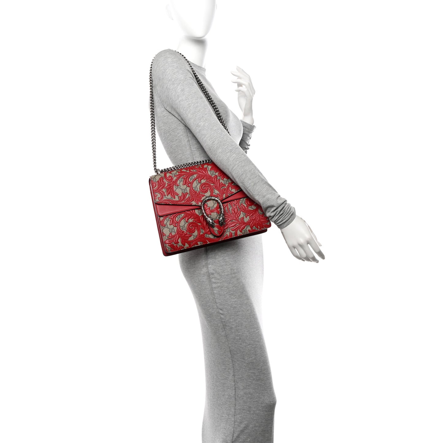 GG Supreme Monogram Arabesque Medium Dionysus Shoulder Bag Hibiscus Red
