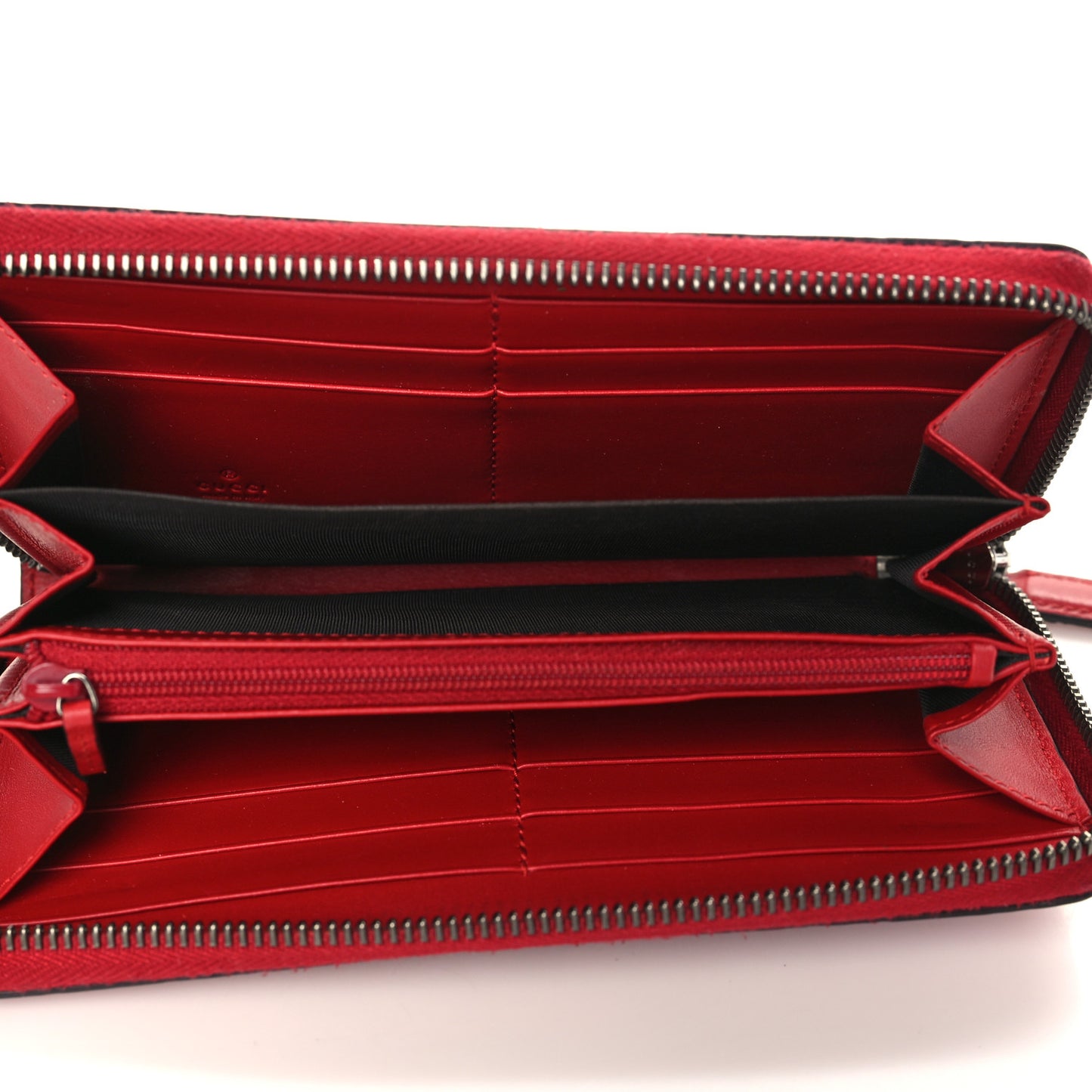 Guccissima Signature Zip Around Wallet Hibiscus Red