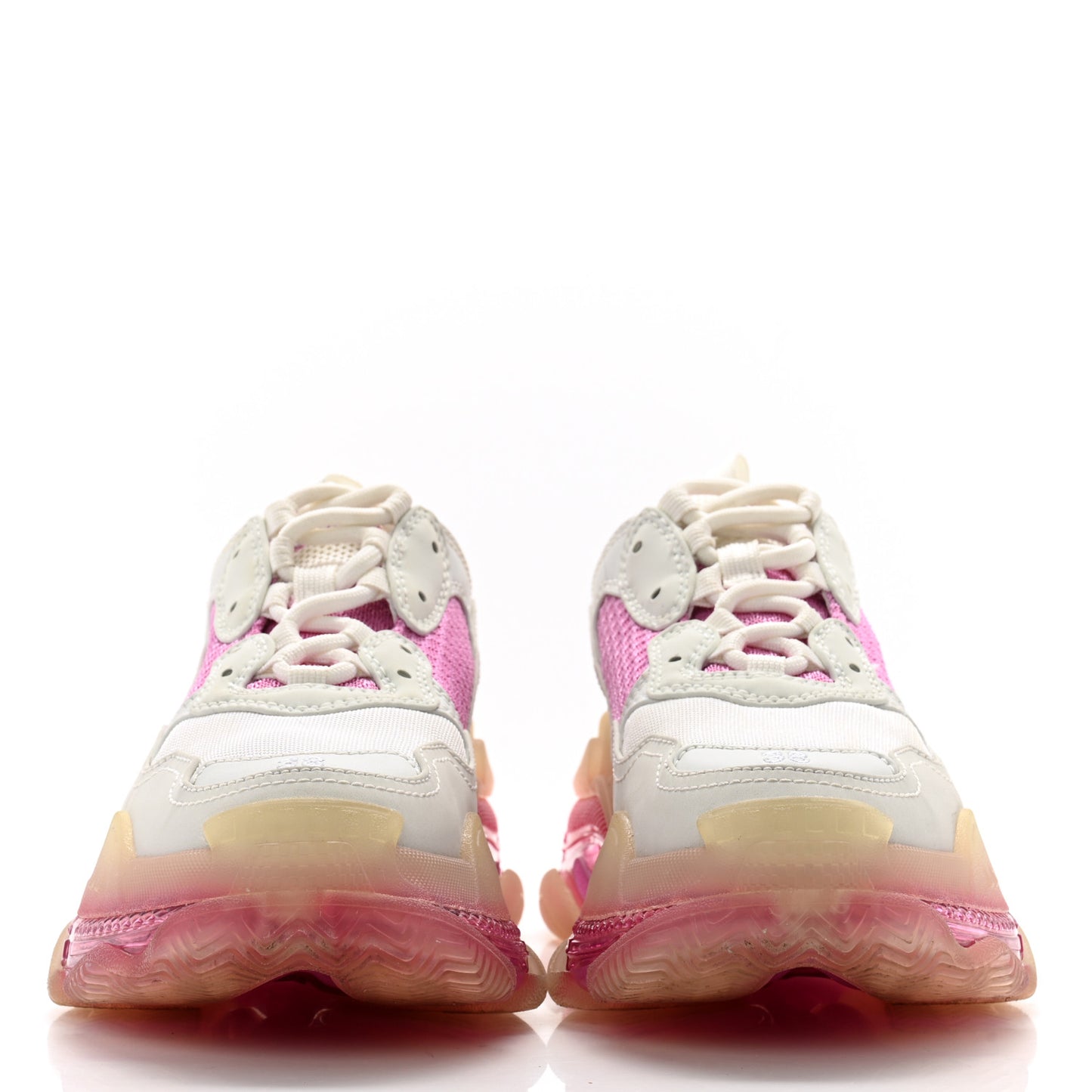 Fabric Mesh Clear Sole Womens Triple S Sneakers 38 White Pink